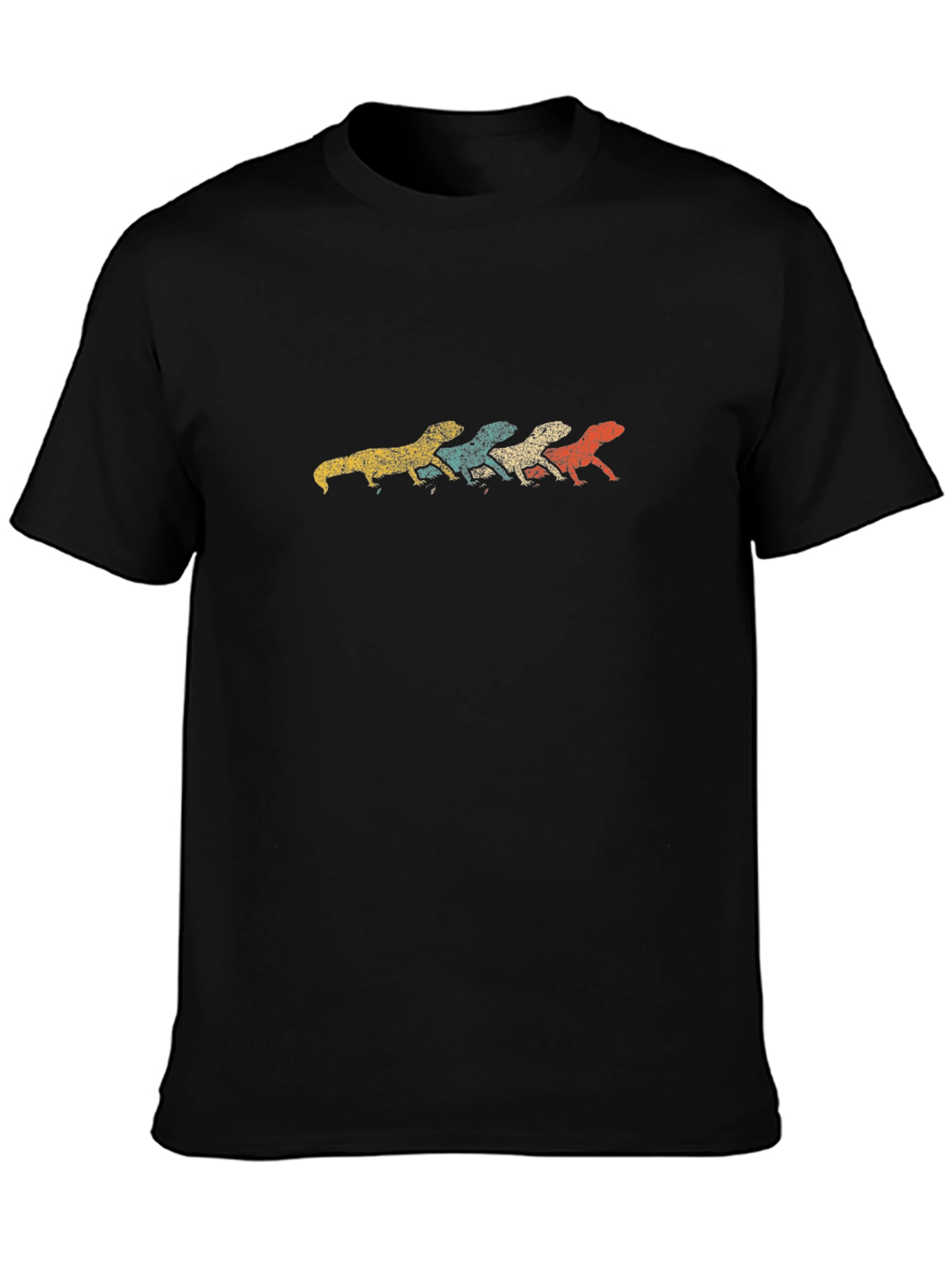 Black Retro Gecko T-Shirt - Colorful Lizard Design view 3