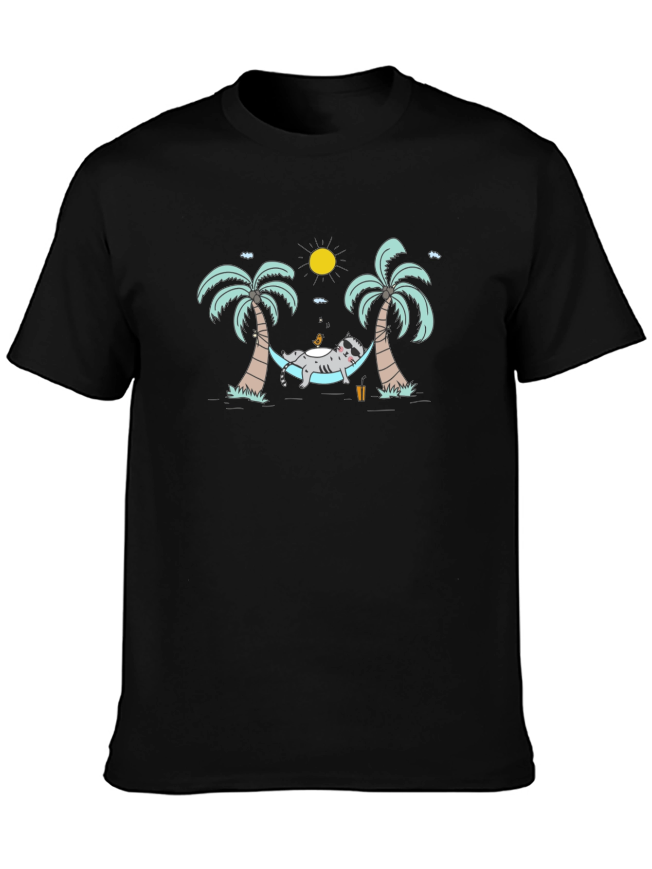 Black Relaxing Raccoon T-Shirt view 3