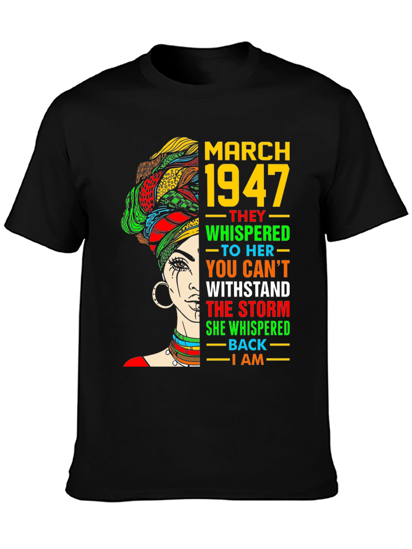 Black March 1947 Black Woman T-Shirt view 3