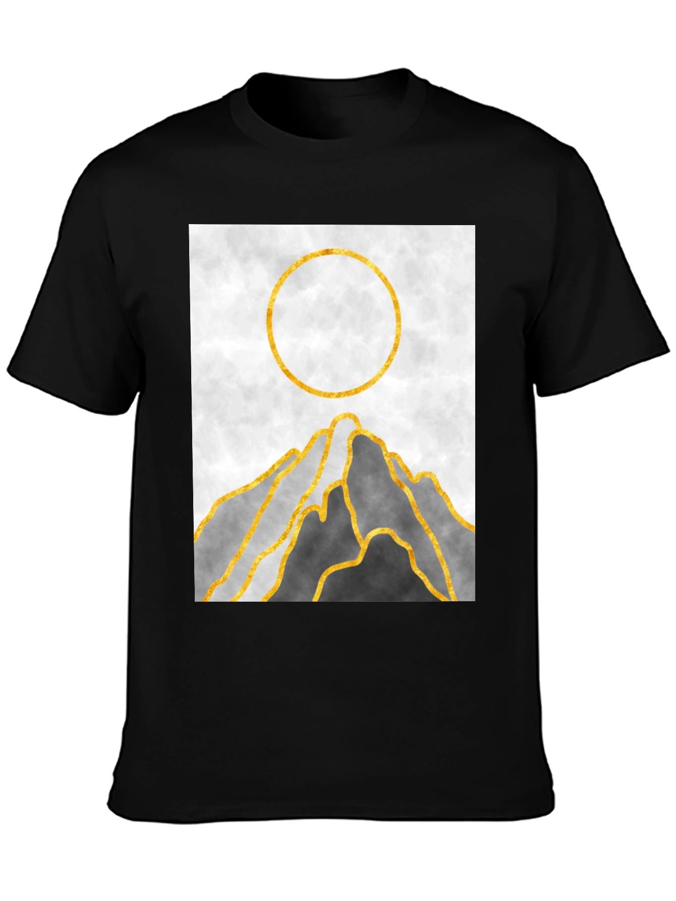 Black Abstract Mountain Sunset Graphic Tee view 3