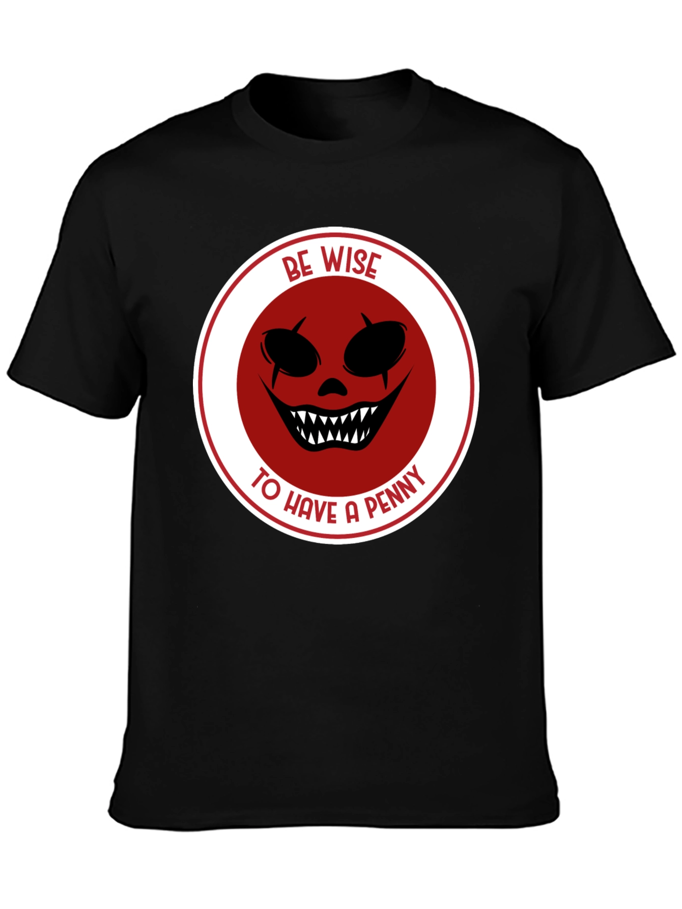 Black Be Wise Scary Clown Graphic Black T-Shirt view 3