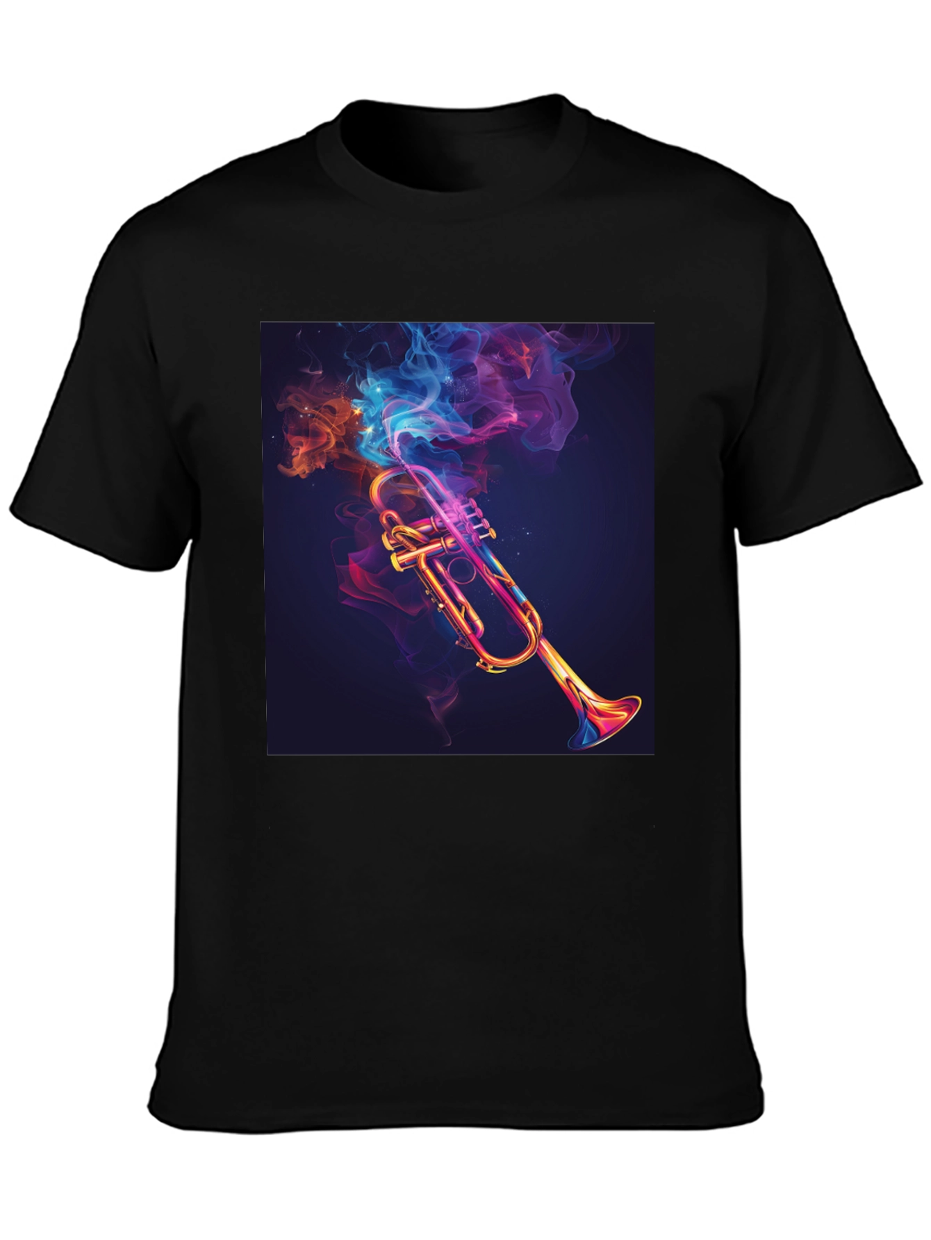 Black Smoky Trumpet Graphic Tee - Black Cotton Comfort view 3