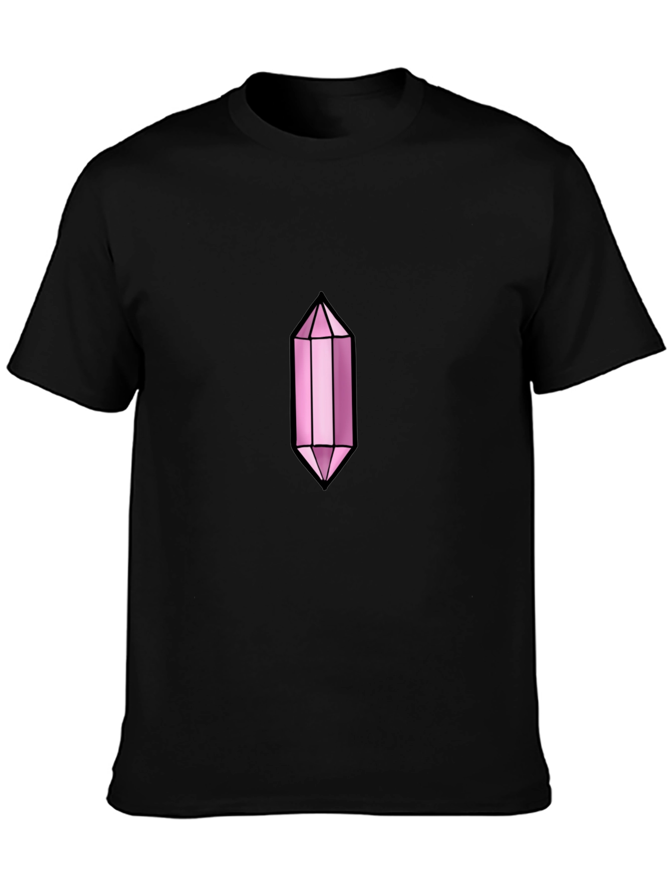 Black Men's Black T-Shirt with Pink Crystal Graphic view 3