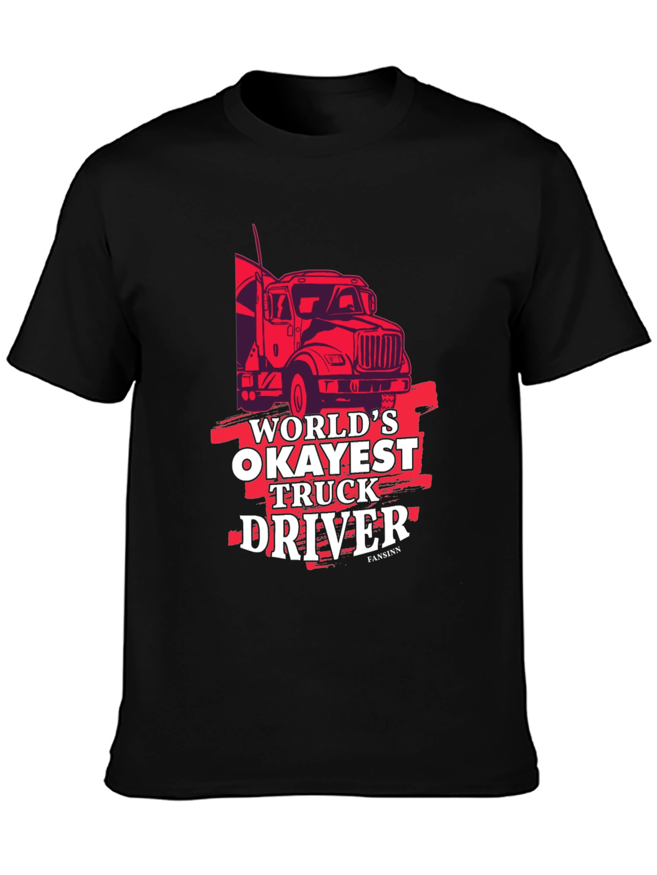 Black World's Okayest Truck Driver Black Graphic Tee view 3