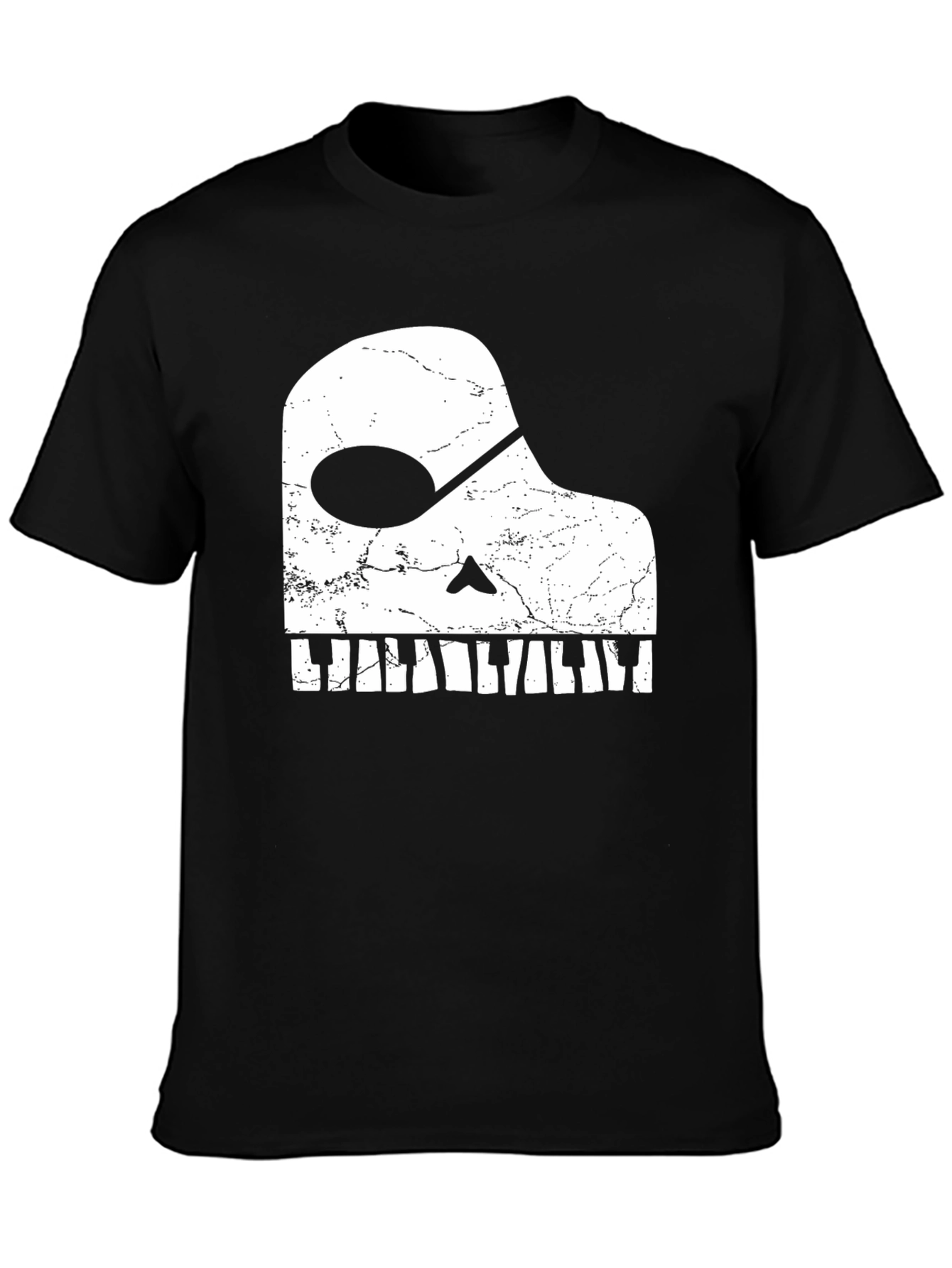 Black Piano Skull Graphic Tee - Musician Novelty T-Shirt view 3