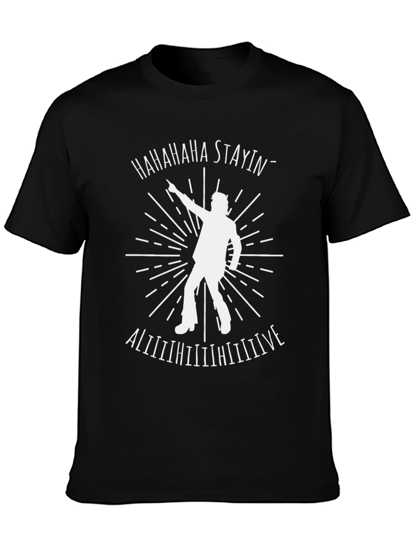 Black Staying Alive Graphic Tee view 3