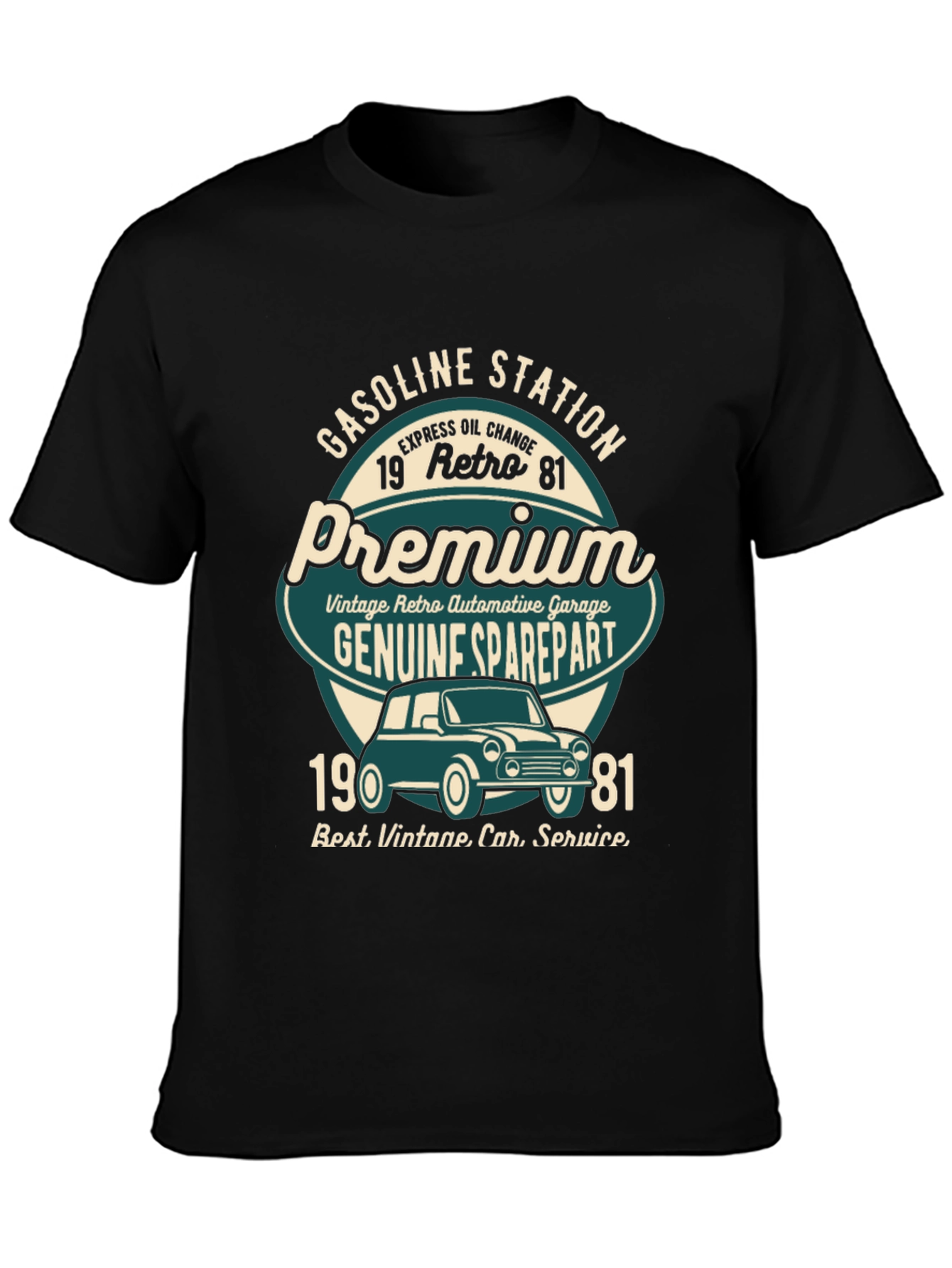 Black Vintage Retro Car T-Shirt - Gasoline Station Premium Design view 3
