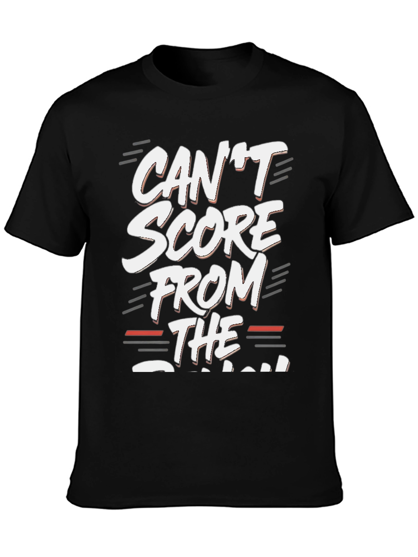 Black Funny Basketball T-Shirt - Can't Score From The Couch! view 3