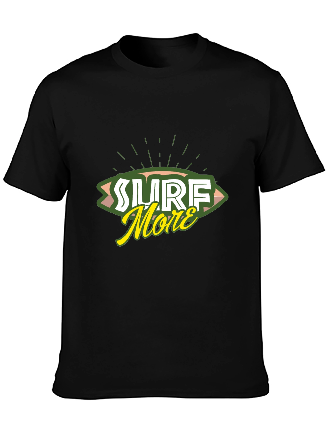 Black Surf More Graphic Tee - Black Cotton T-Shirt view 3