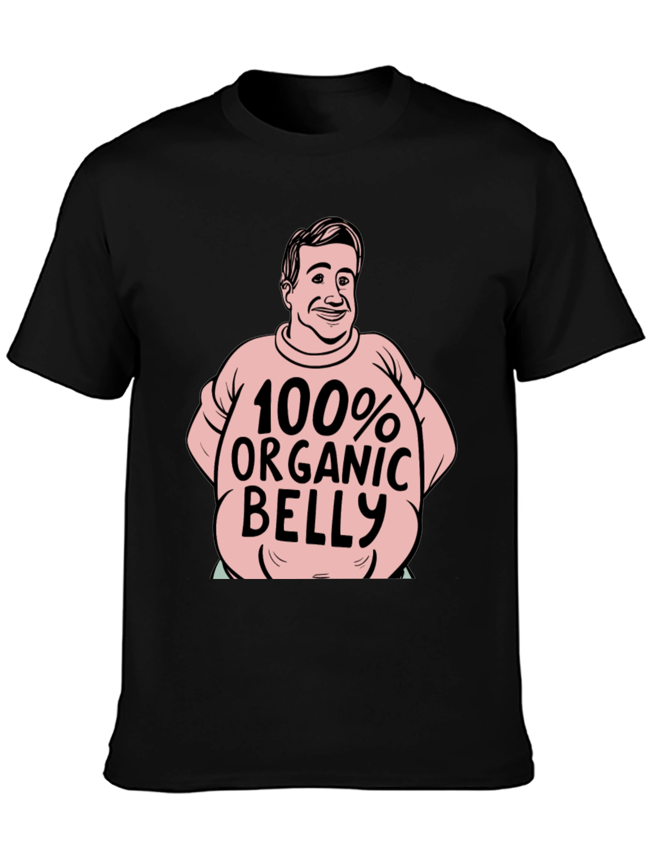 Black Organic Belly Funny T-Shirt view 3