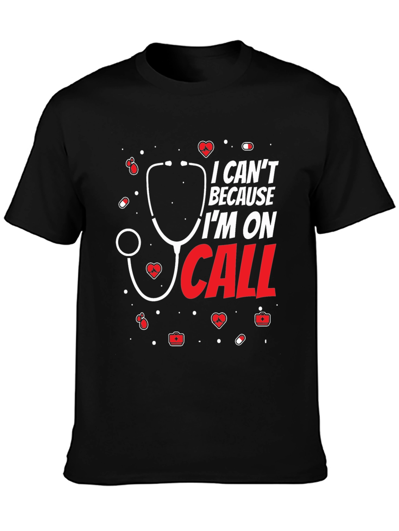 Black On Call Nurse T-Shirt - Medical Staff Apparel view 3