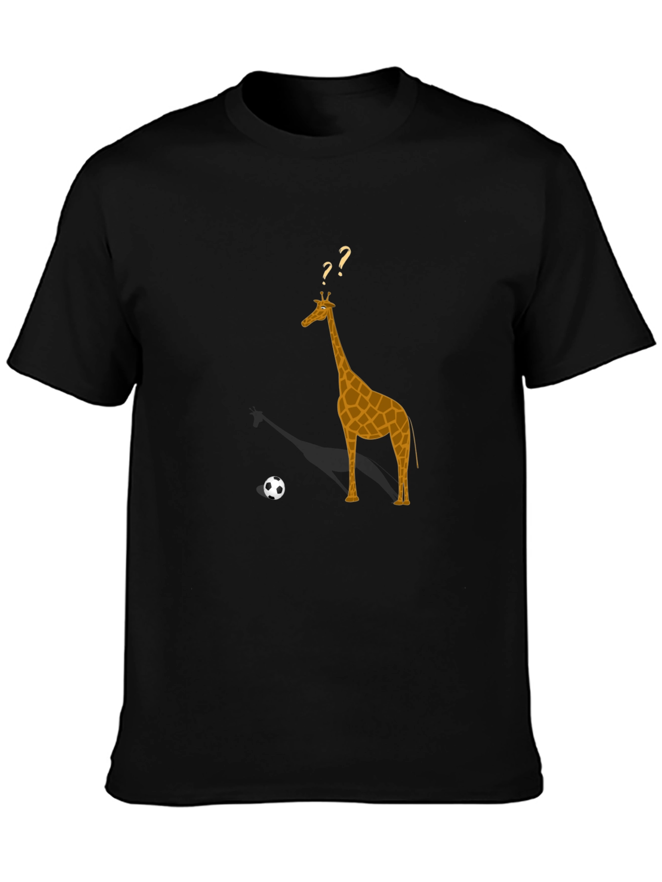 Black Giraffe Soccer T-Shirt - Black Cotton Tee view 3