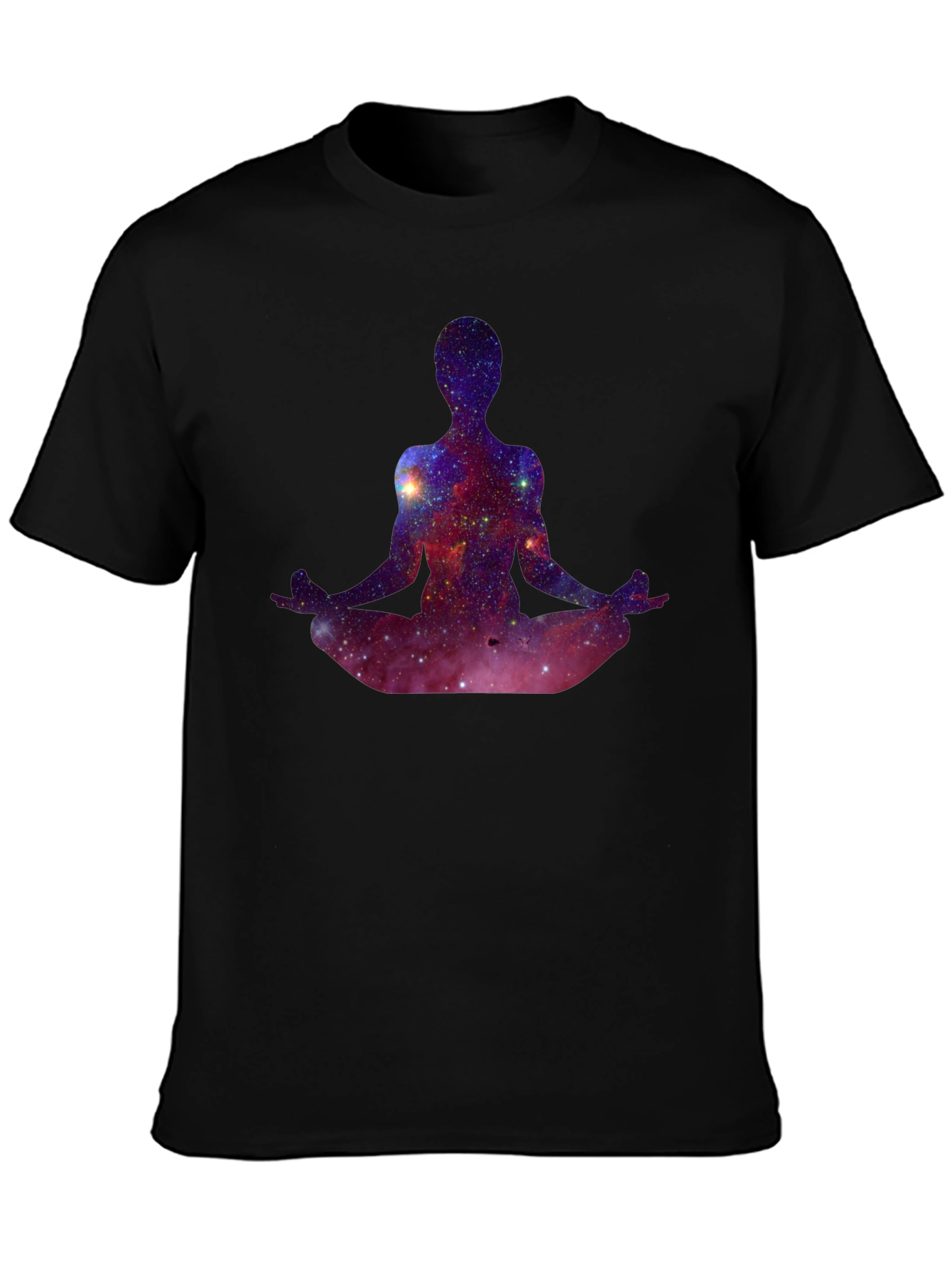 Black Cosmic Meditation T-Shirt - Galaxy Yoga Tee view 3