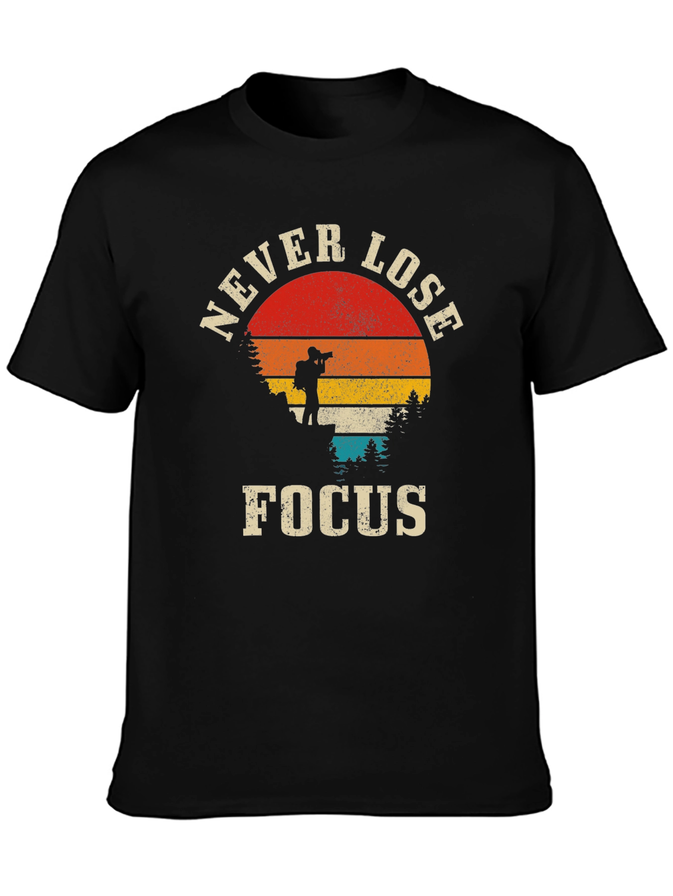 Black Never Lose Focus Photographer T-Shirt view 3