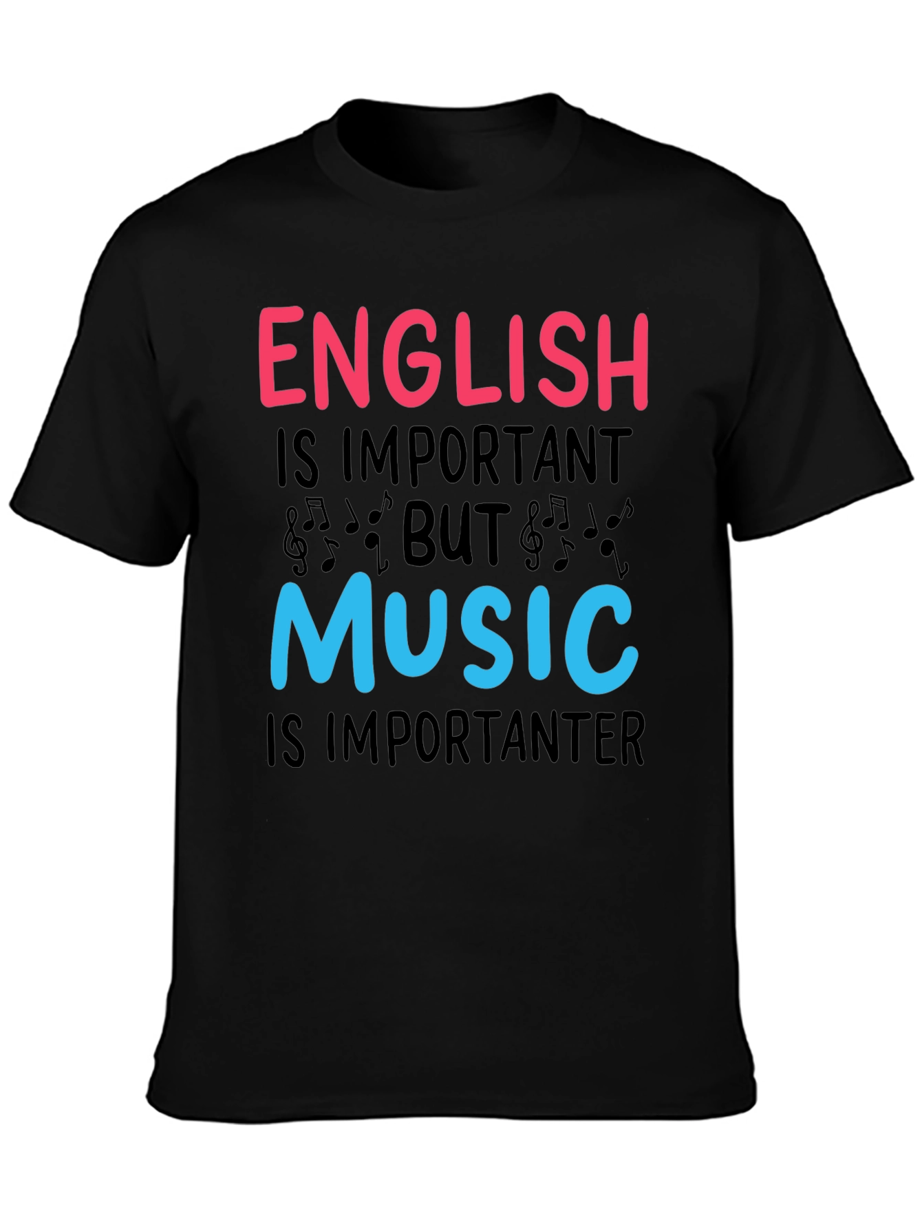 Black English vs Music T-Shirt - Importanter Funny Tee view 3