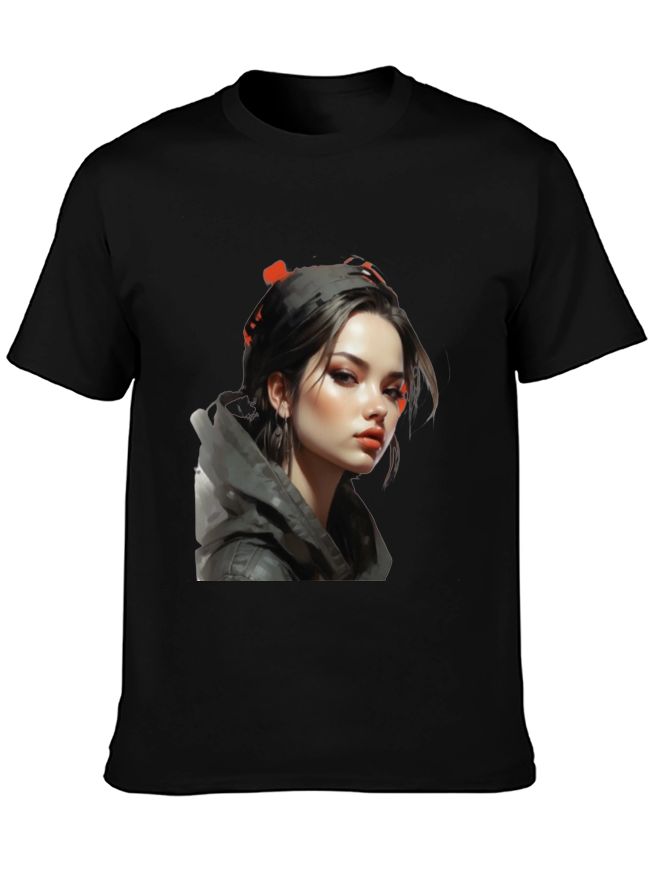 Black Girl Portrait Graphic Tee - Stylish Black T-Shirt view 3