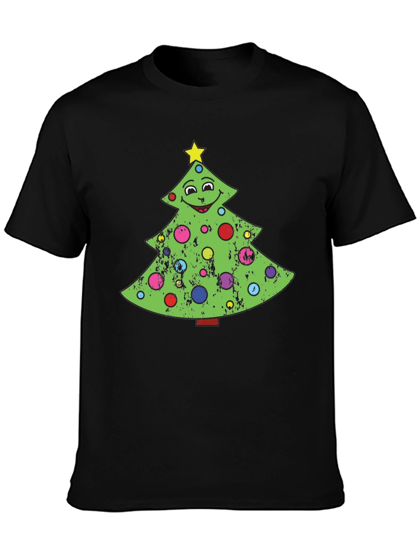 Black Festive Christmas Tree Graphic Tee - Holiday Style view 3