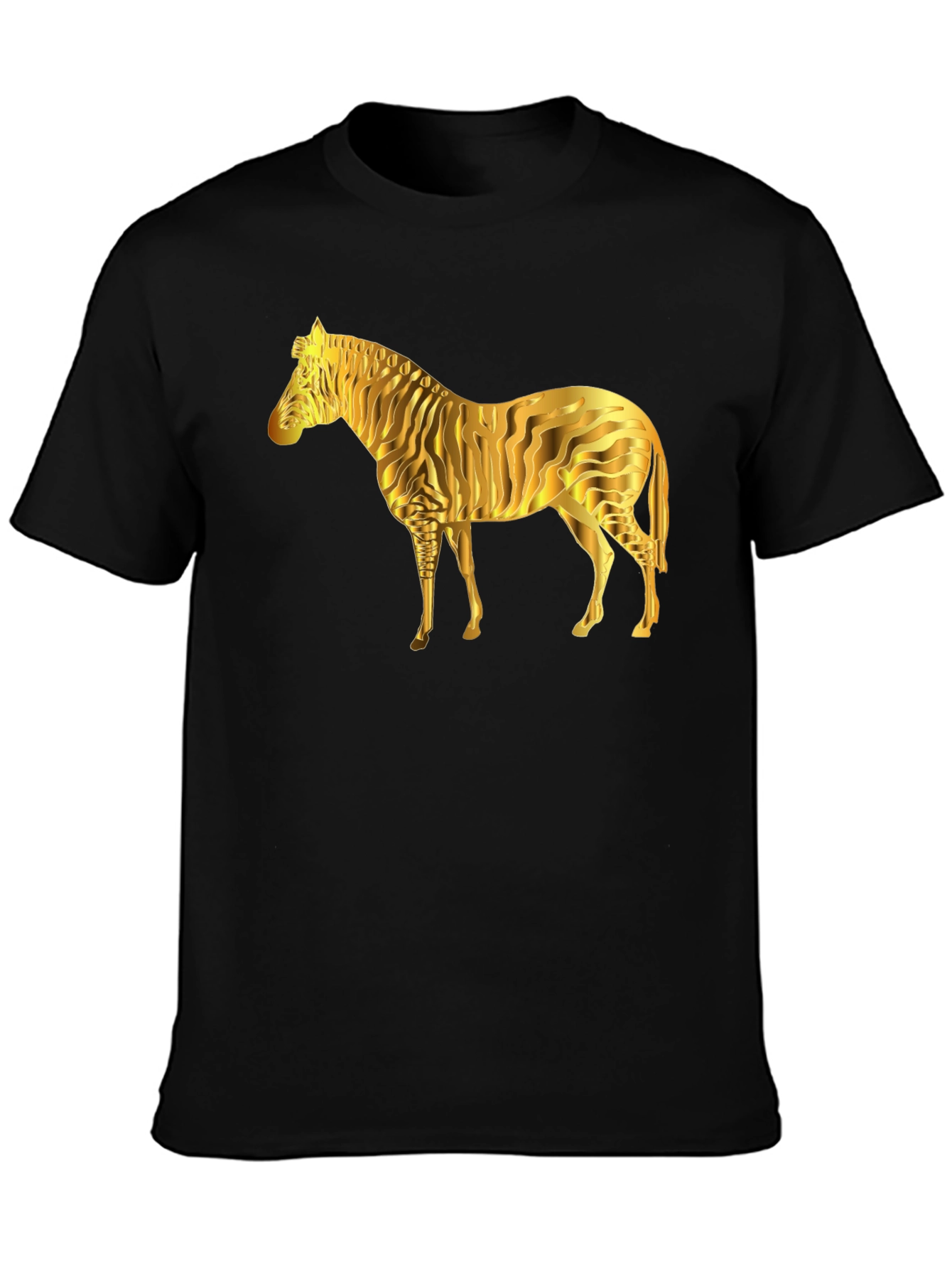 Black Golden Zebra Graphic Black T-Shirt view 3