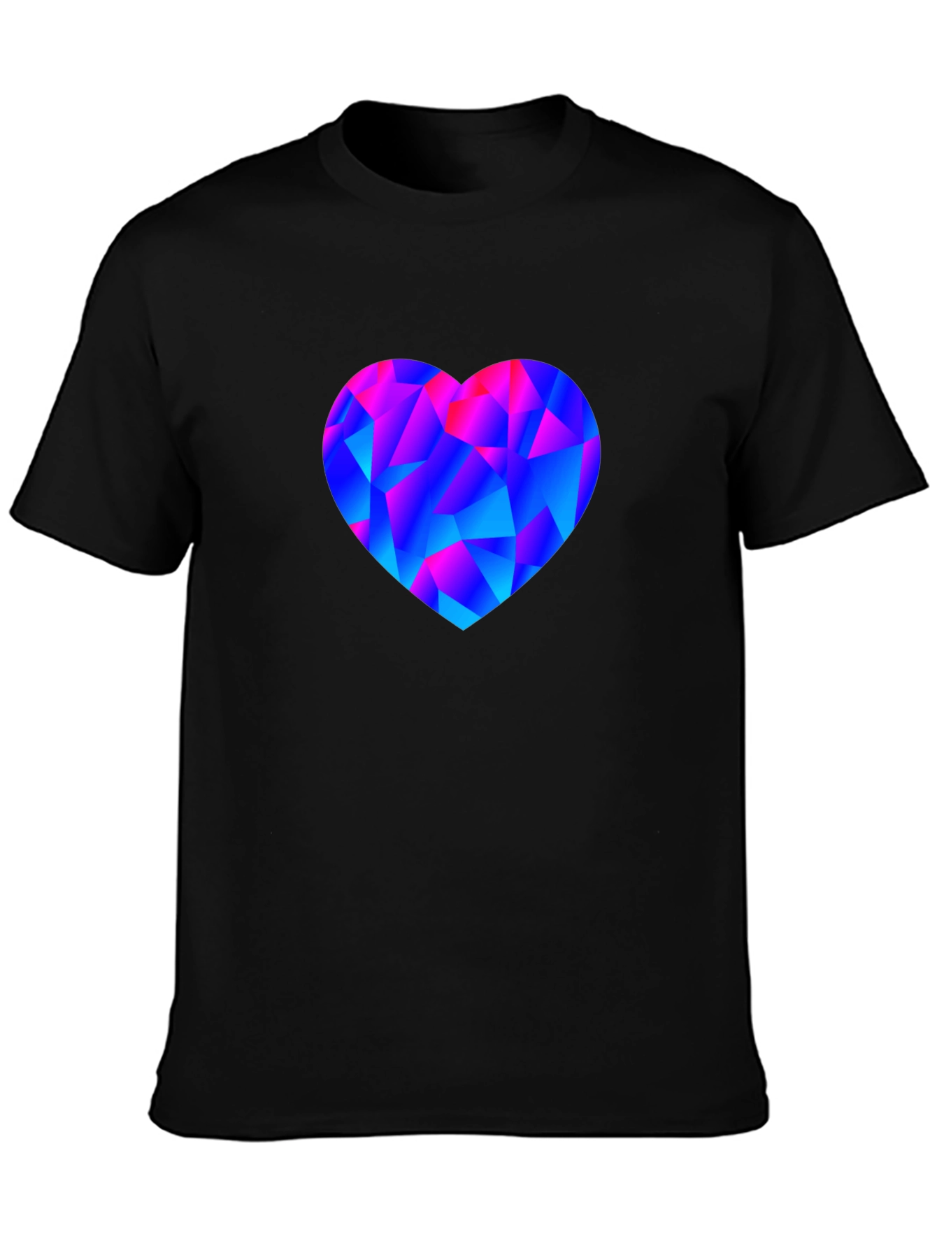 Black Geometric Heart Print Black T-Shirt view 3