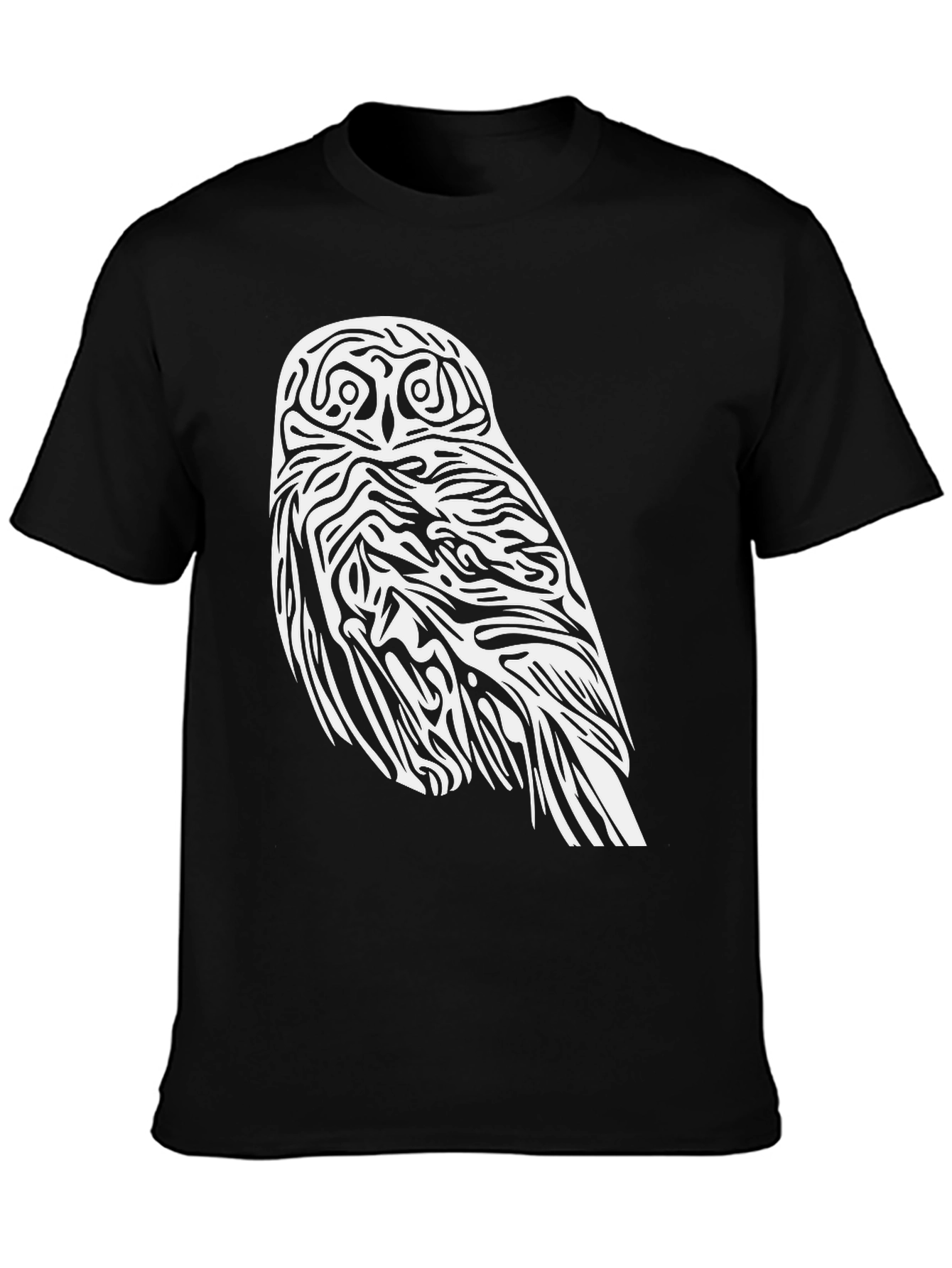 Black Owl Graphic Print Black T-Shirt view 3