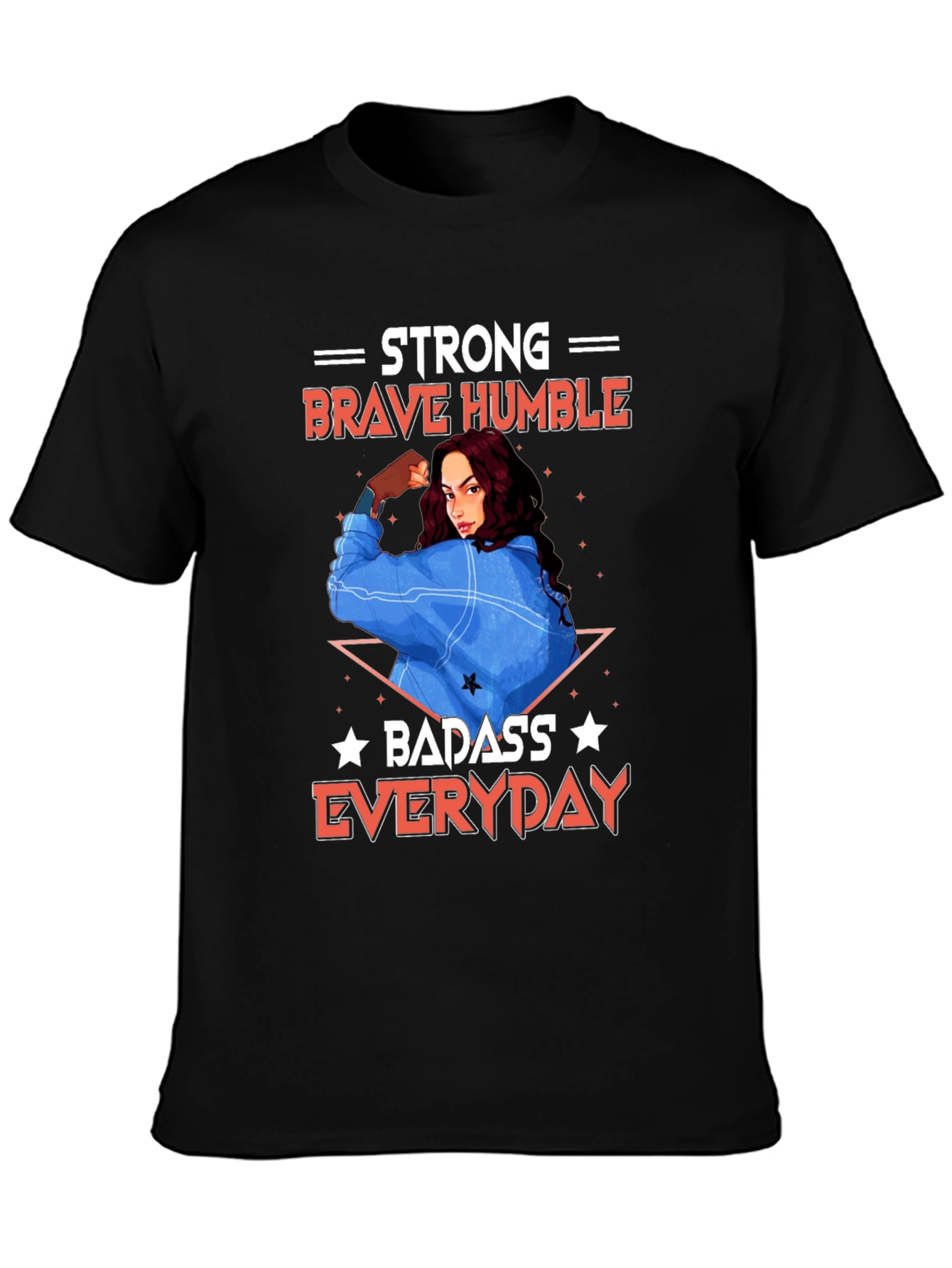 Black Strong Brave Humble Graphic T-Shirt view 3
