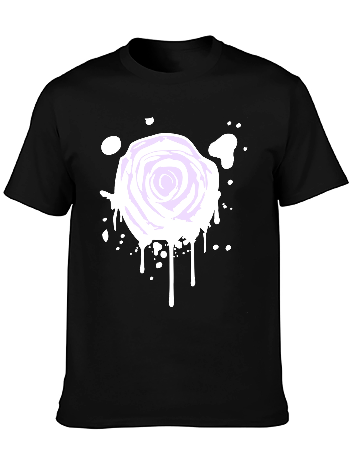 Black Rose Splatter Graphic Tee - Black Cotton Blend view 3
