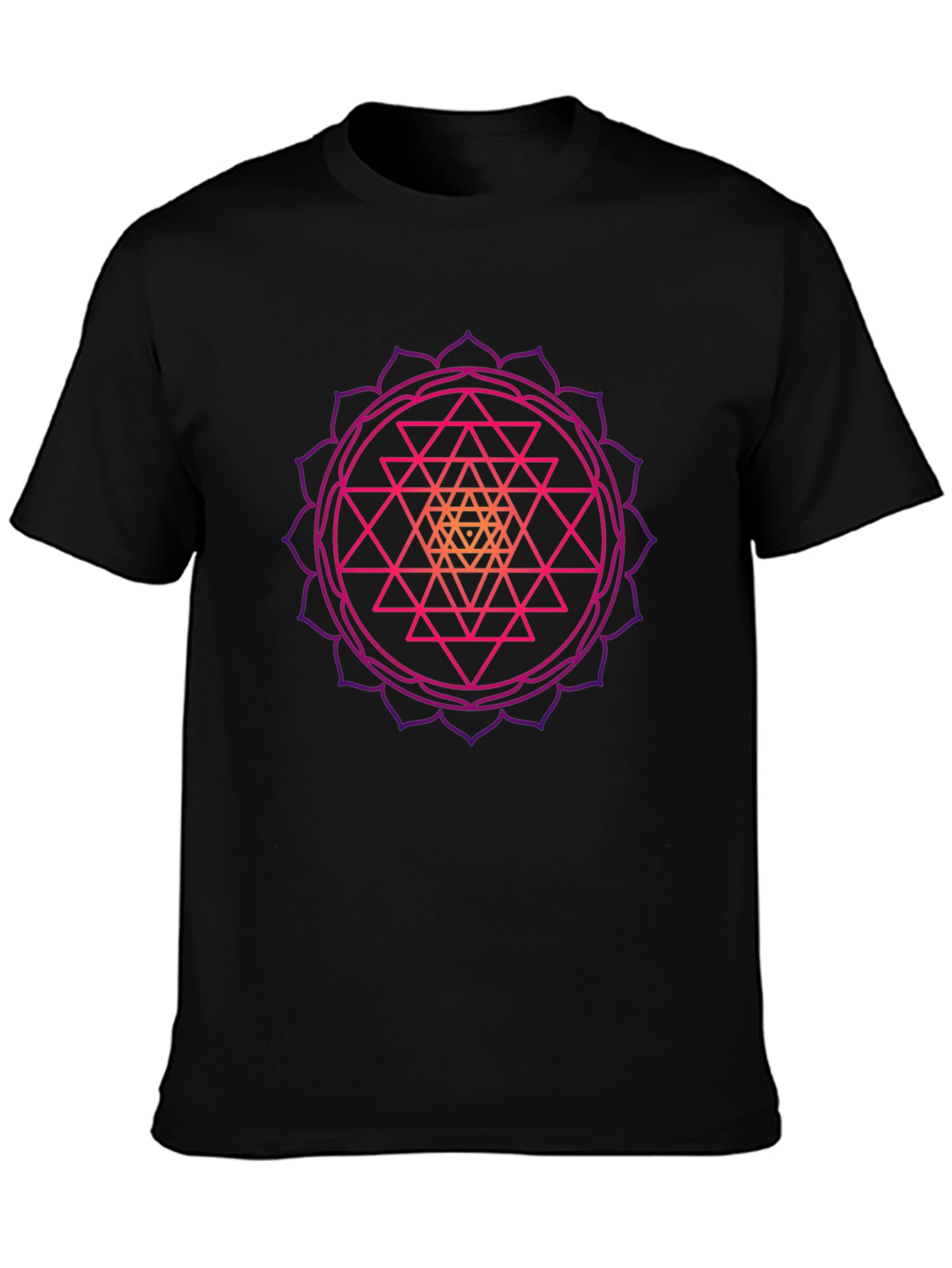 Black Geometric Mandala Graphic Tee - Black Cotton T-Shirt view 3