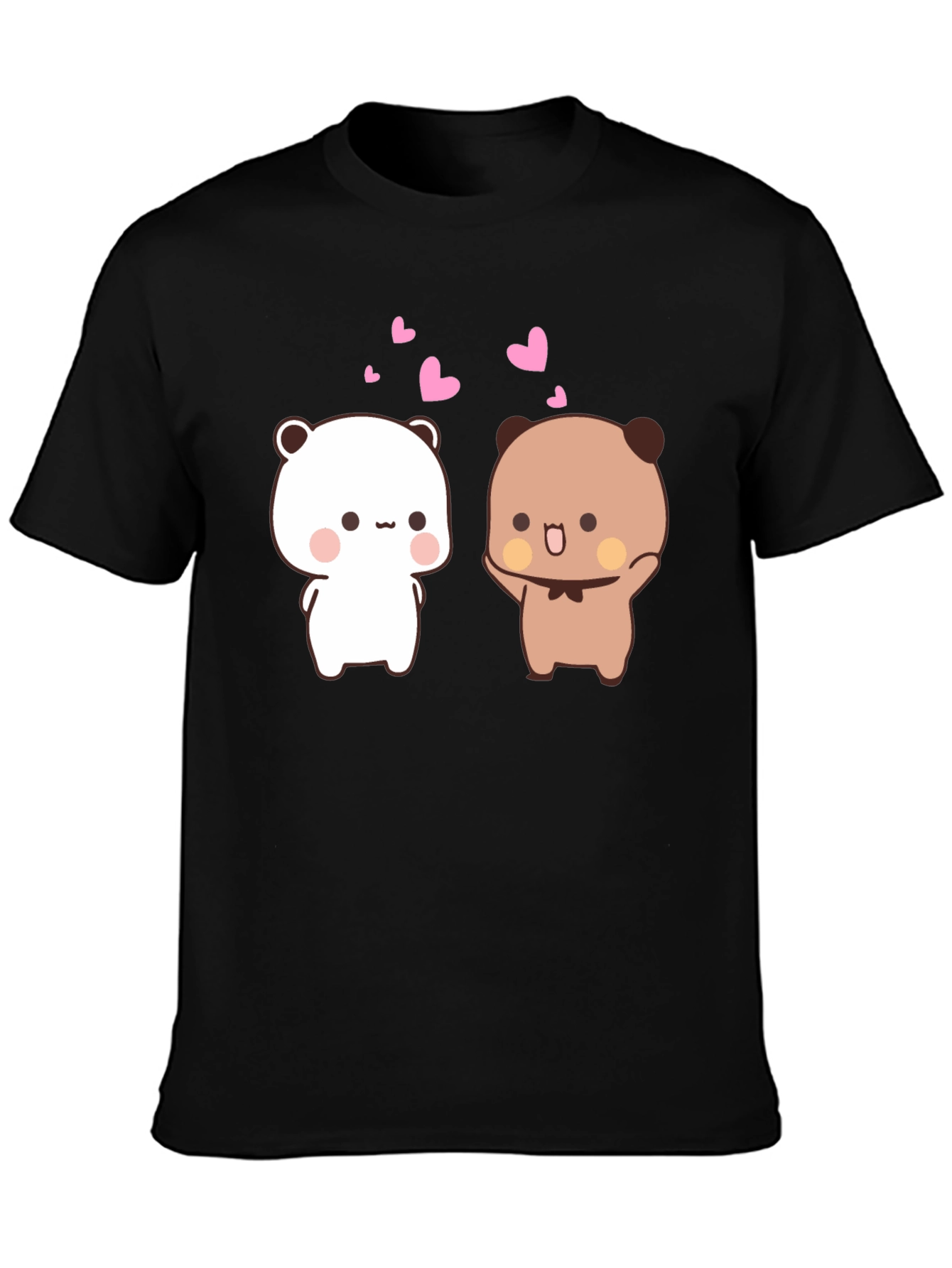 Black Cute Cartoon Bears Black T-Shirt view 3