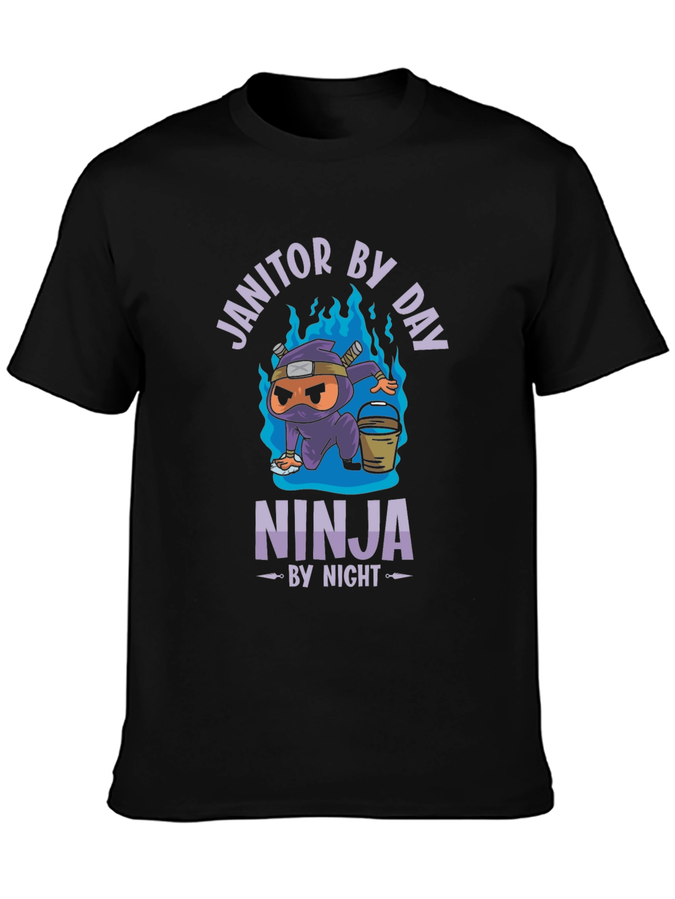 Black Janitor by Day Ninja by Night Black Graphic Tee view 3