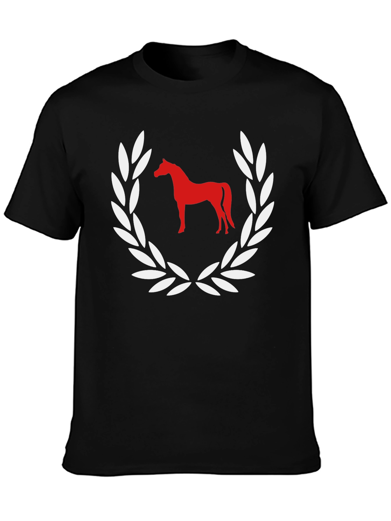 Black Horse Laurel Wreath Graphic Tee - Stylish Casual Shirt view 3