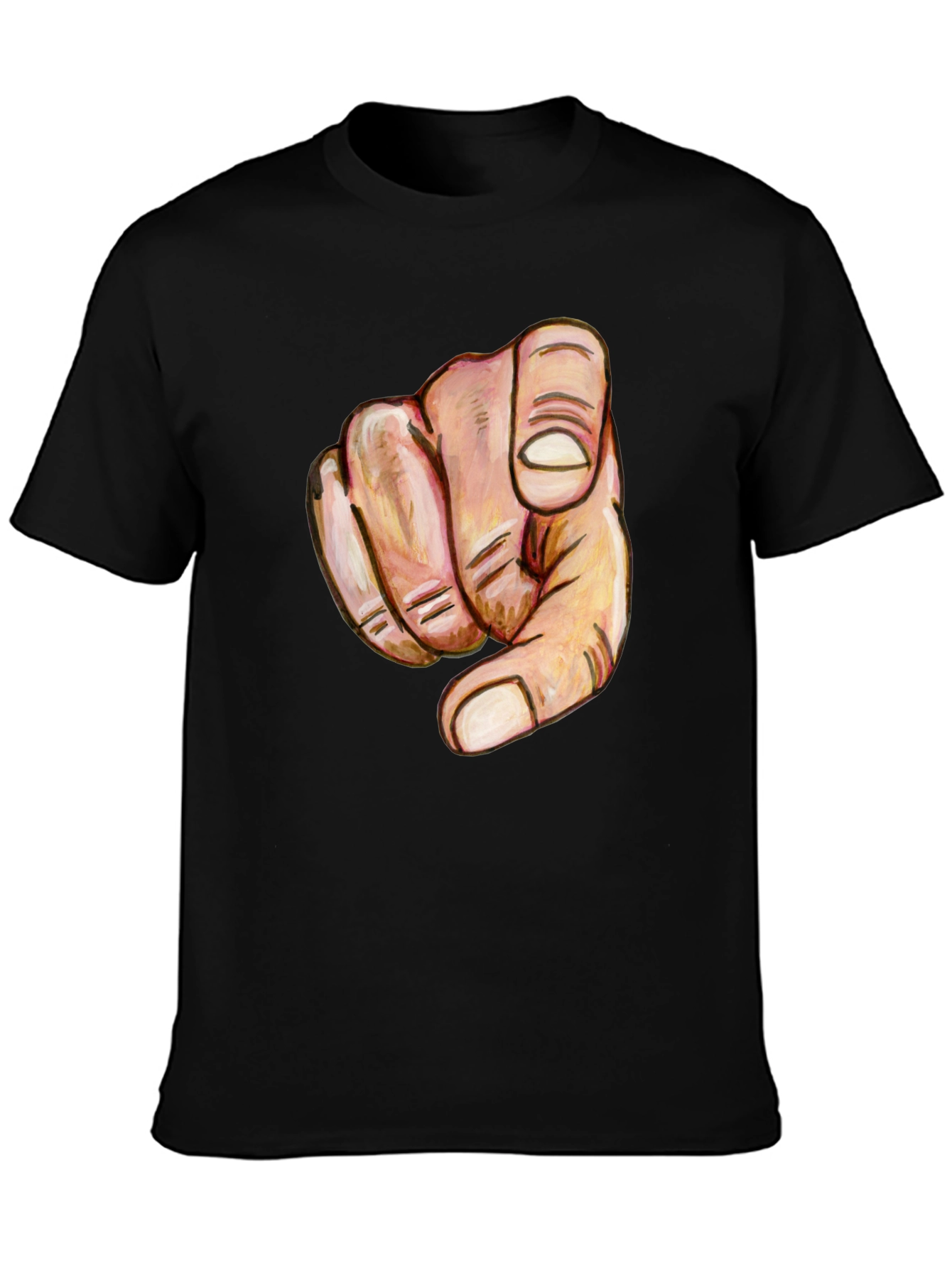 Black Pointing Finger Graphic Tee - Bold Statement Shirt view 3