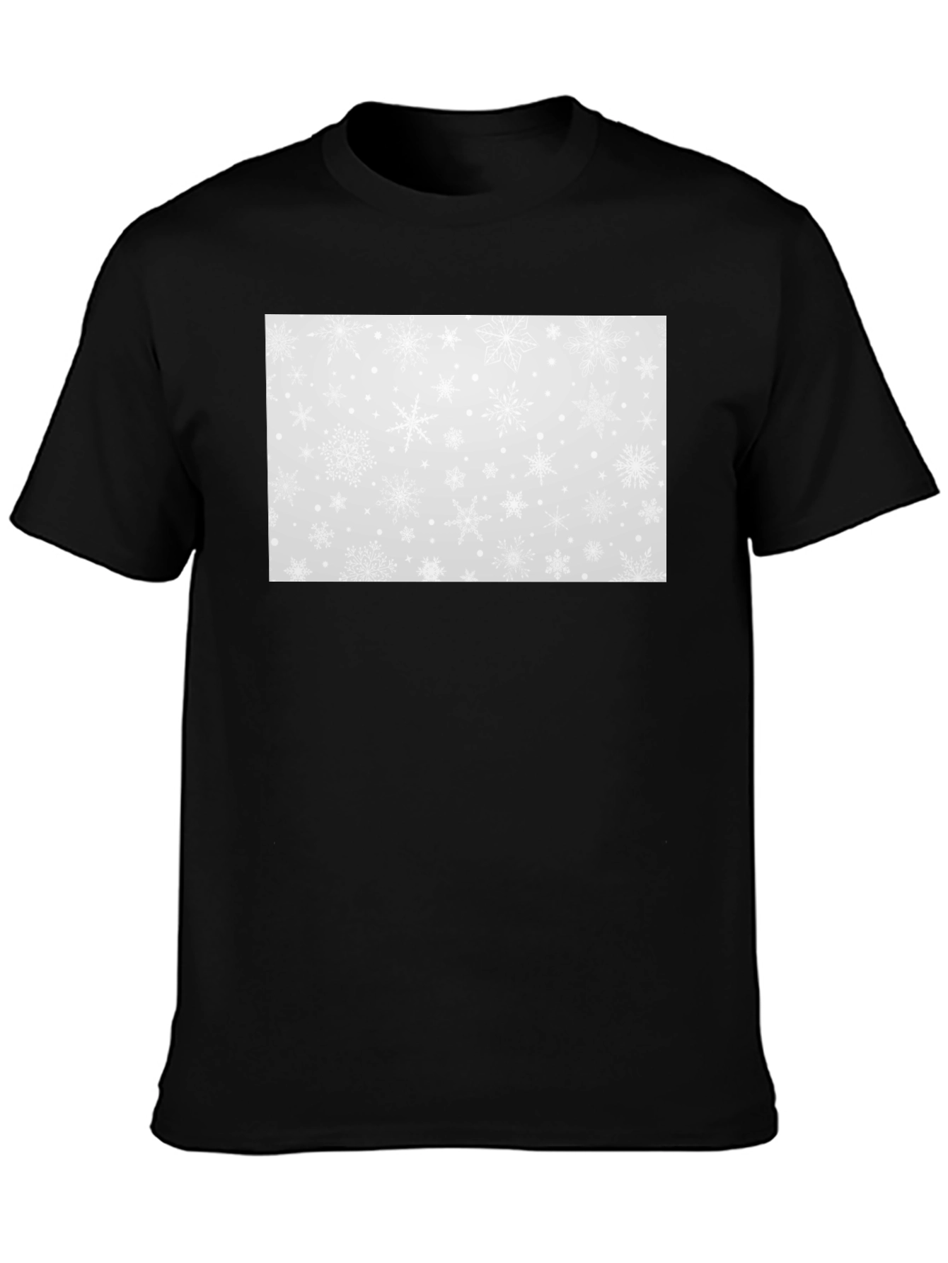 Black Snowflake Pattern Black T-Shirt view 3