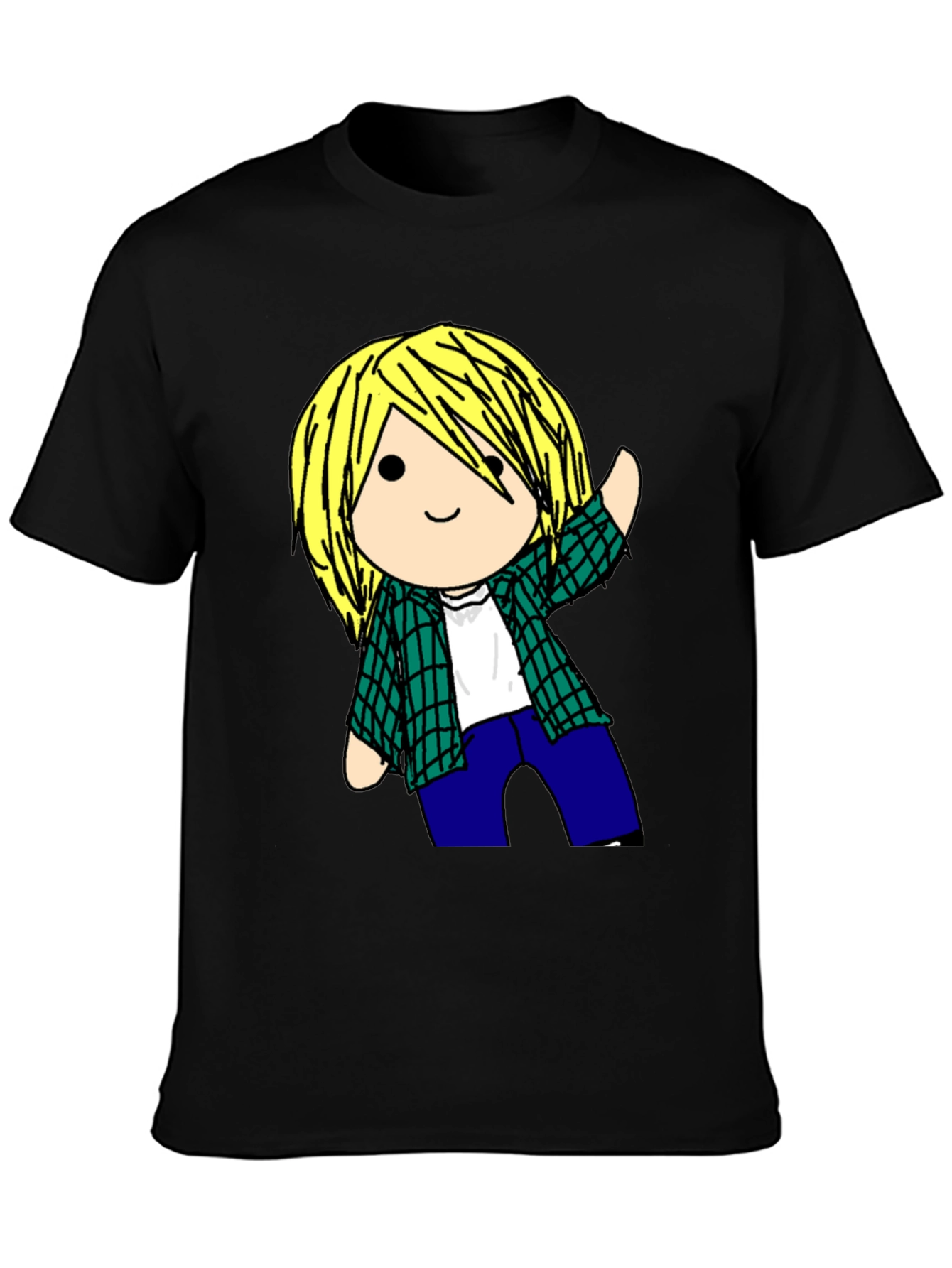 Black Cartoon Character Black T-Shirt view 3
