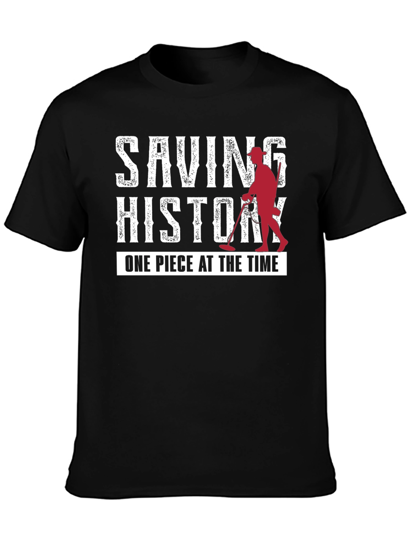 Black Saving History Metal Detecting T-Shirt view 3