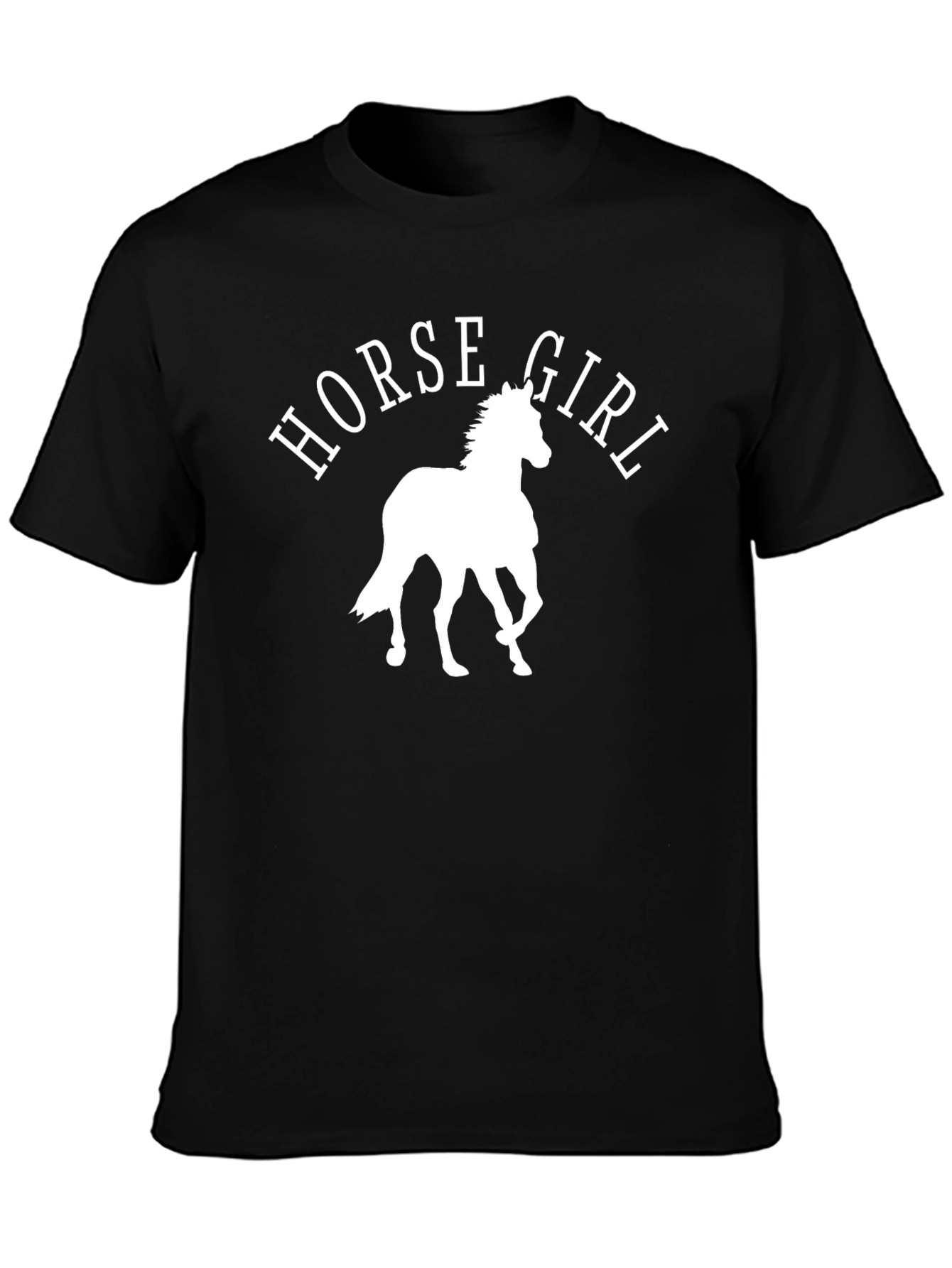 Black Horse Girl Graphic Tee - Black Cotton T-Shirt view 3