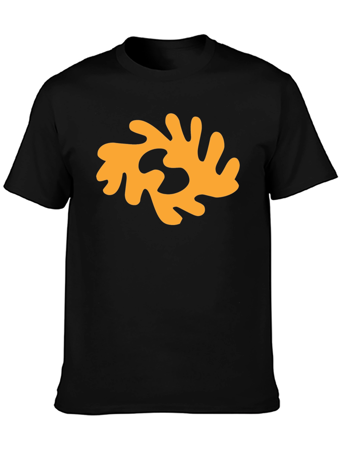 Black Abstract Graphic Tee - Stylish Black Cotton T-Shirt view 3