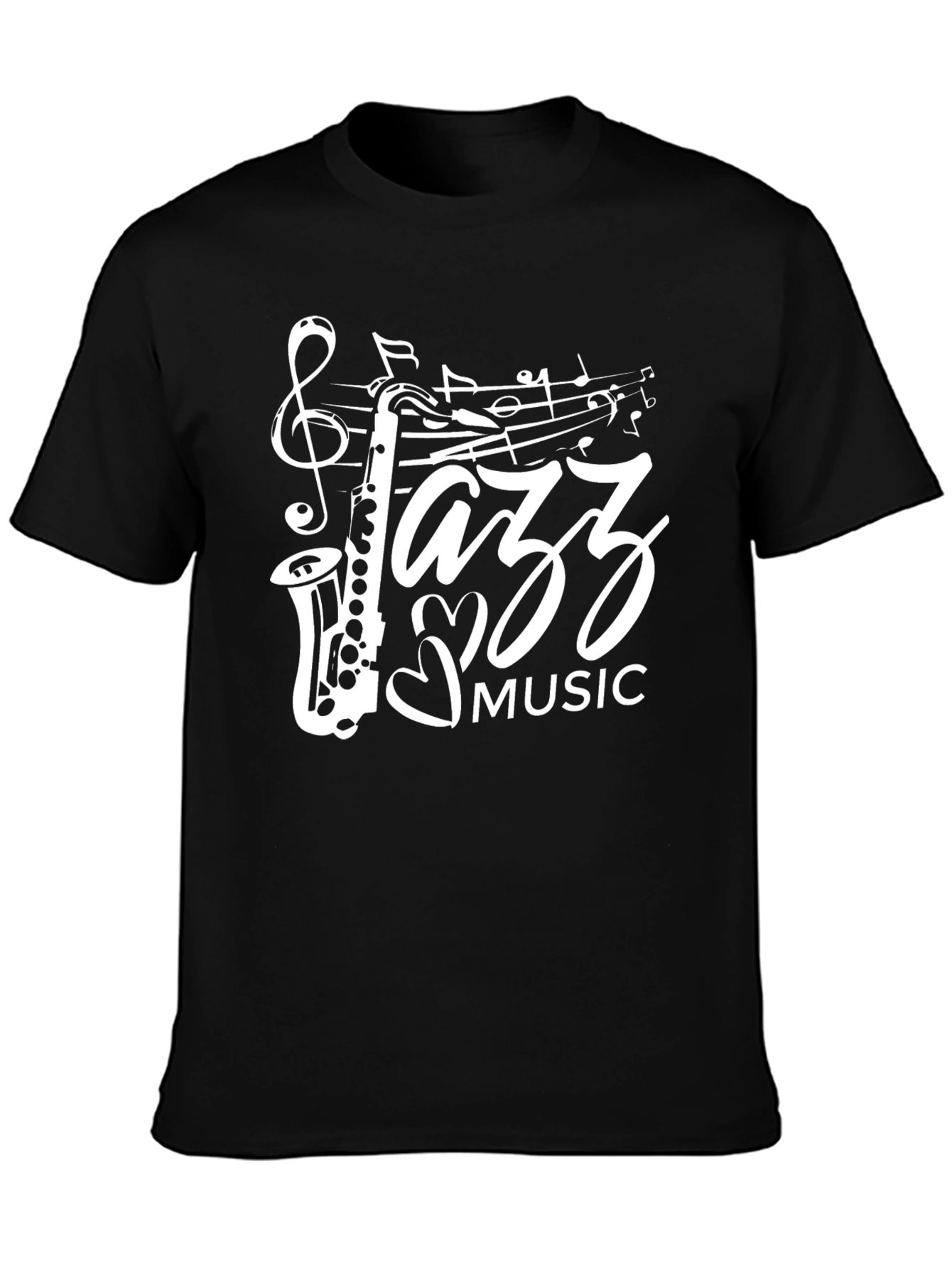 Black Jazz Music Saxophone Graphic T-Shirt view 3