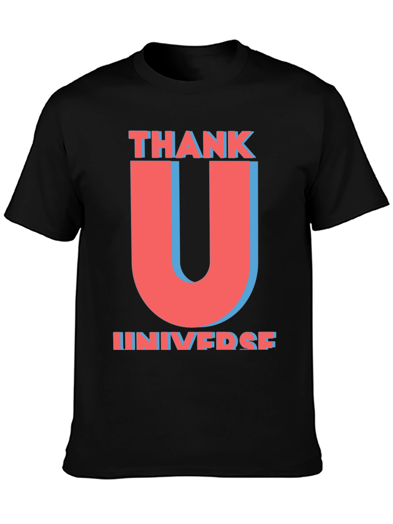 Black Thank U Universe Graphic T-Shirt - Trendy Black Tee view 3
