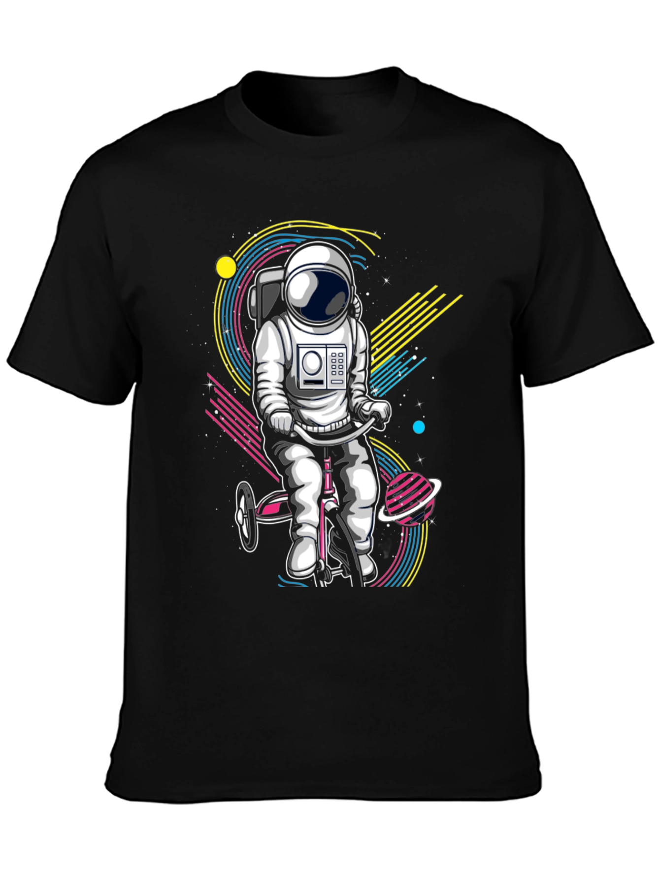 Black Astronaut on Tricycle Graphic T-Shirt view 3