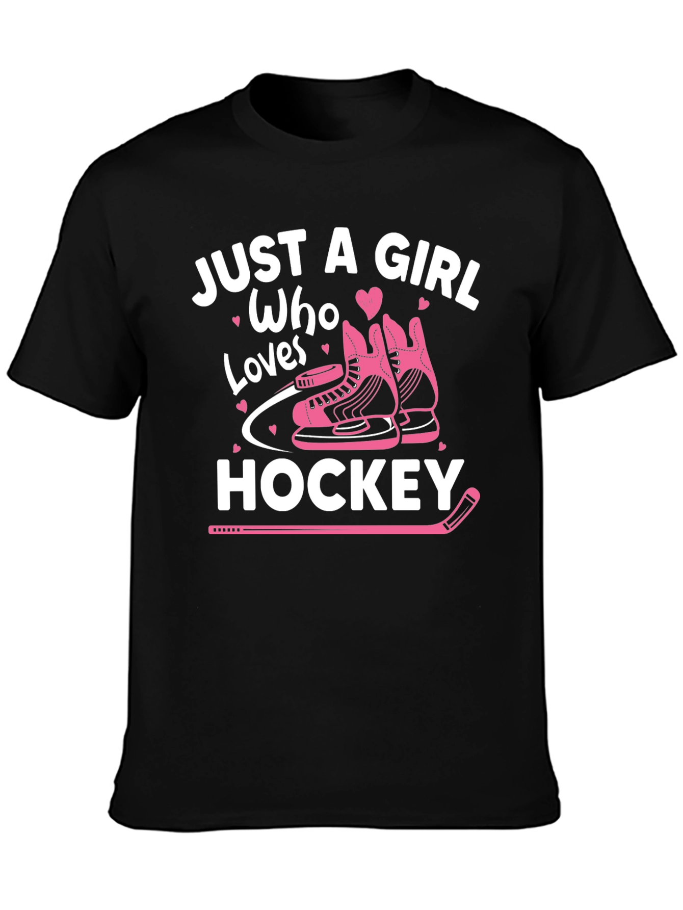 Black Just a Girl Who Loves Hockey T-Shirt view 3