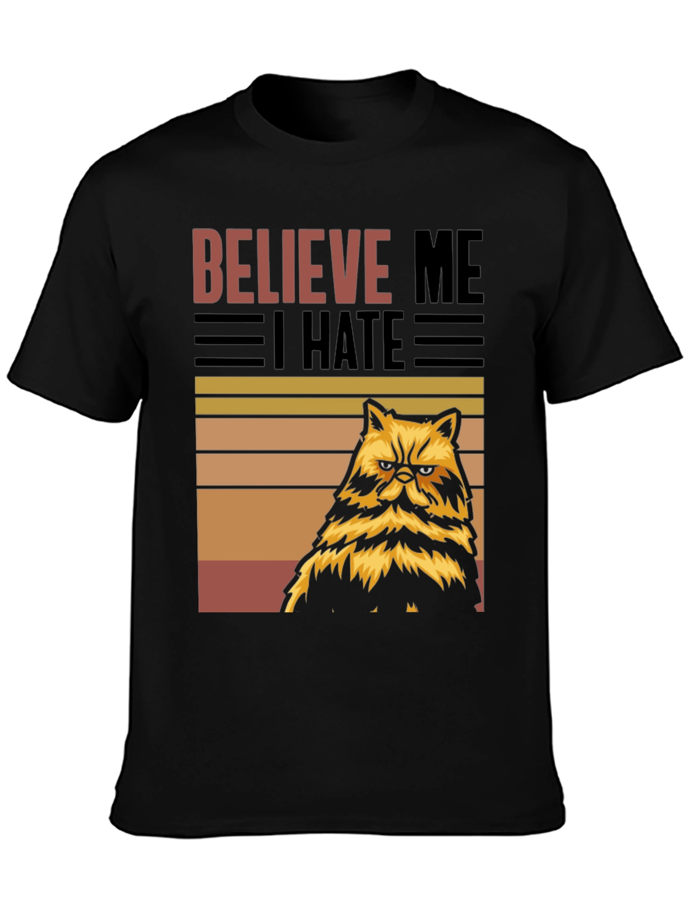 Black Believe Me I Hate Grumpy Cat T-Shirt view 3