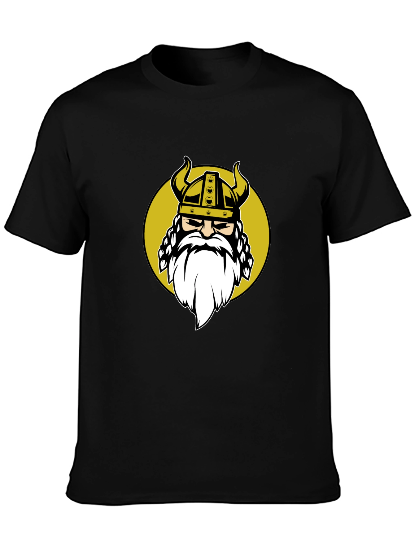 Black Viking Warrior Graphic Tee - Black Cotton Blend Shirt view 3