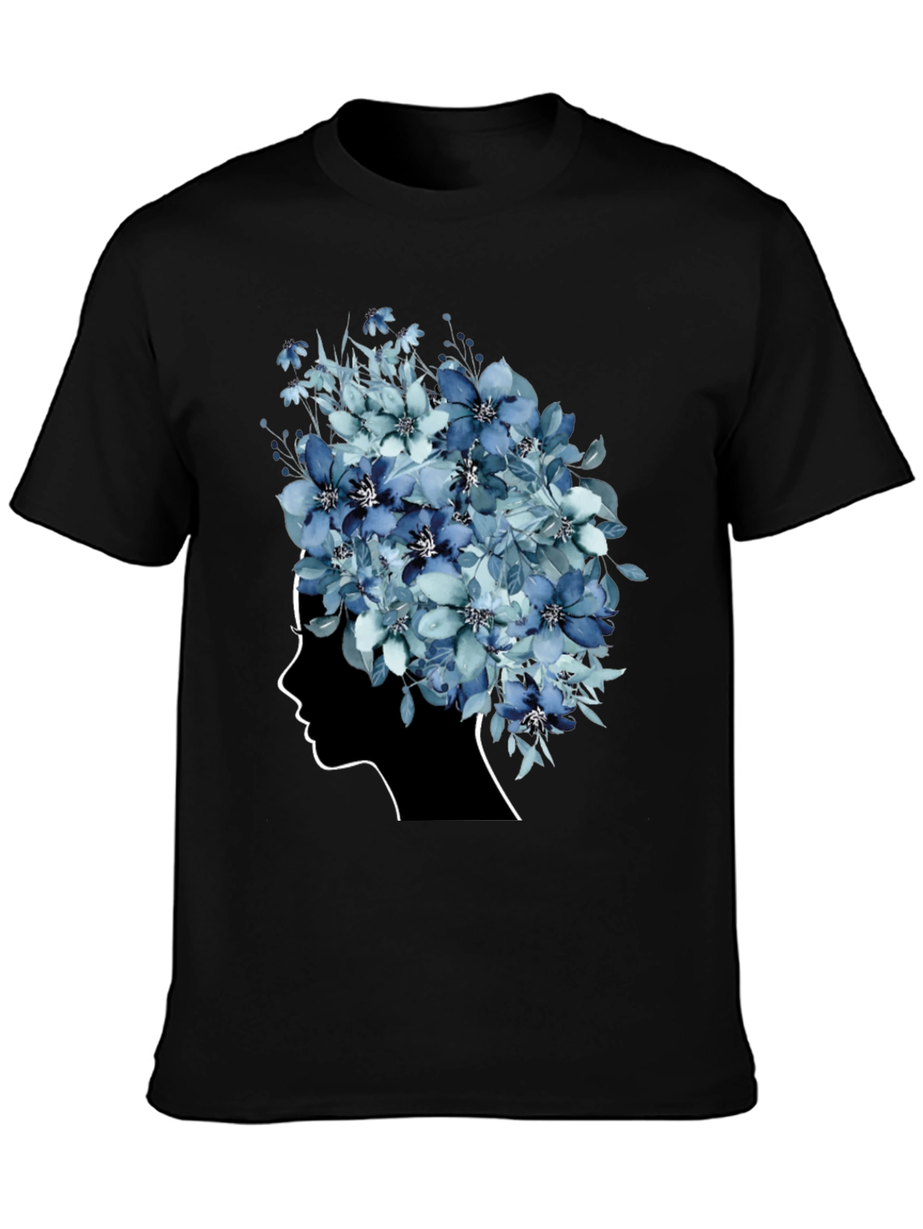 Black Floral Silhouette Graphic Tee - Modern Artistic Design view 3