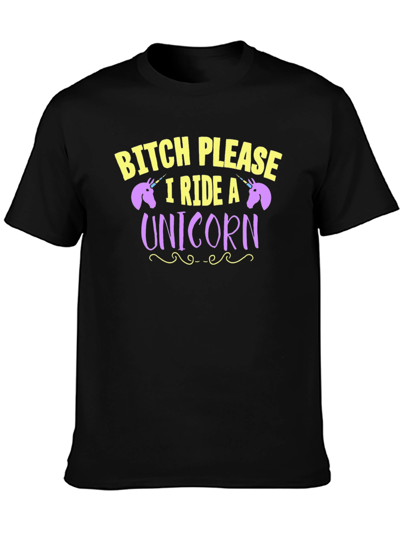Black Bitch Please I Ride A Unicorn Graphic T-Shirt view 3
