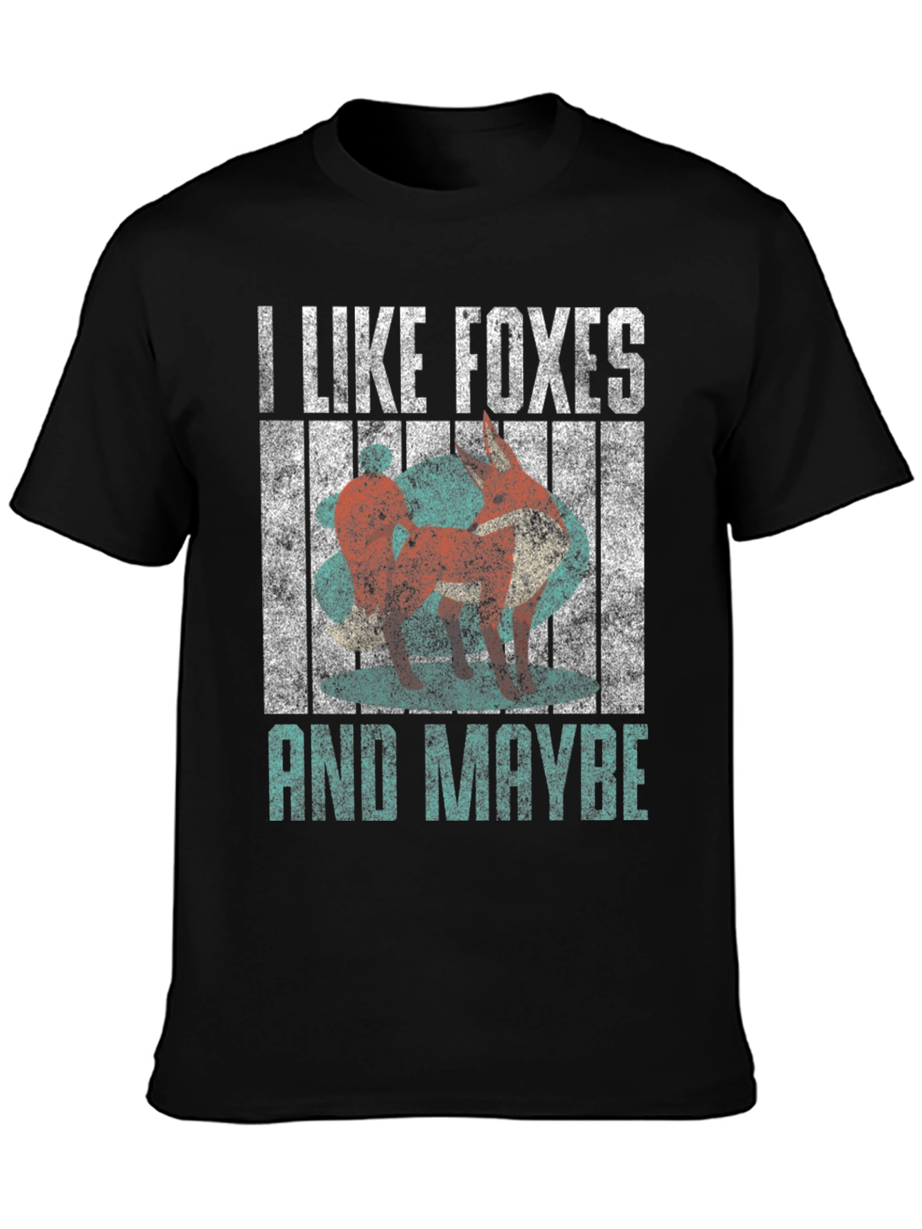 Black I Like Foxes and Maybe T-Shirt - Funny Fox Lover Tee view 3
