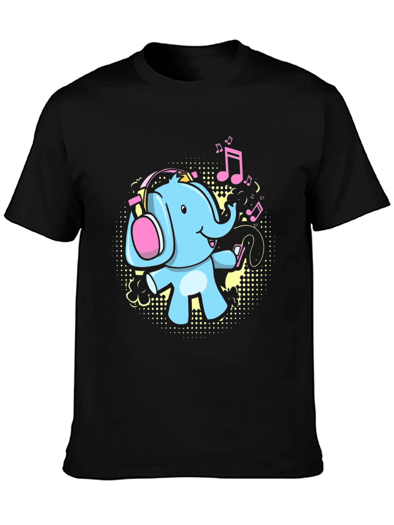 Black DJ Elephant Graphic Tee - Black Cotton Blend view 3