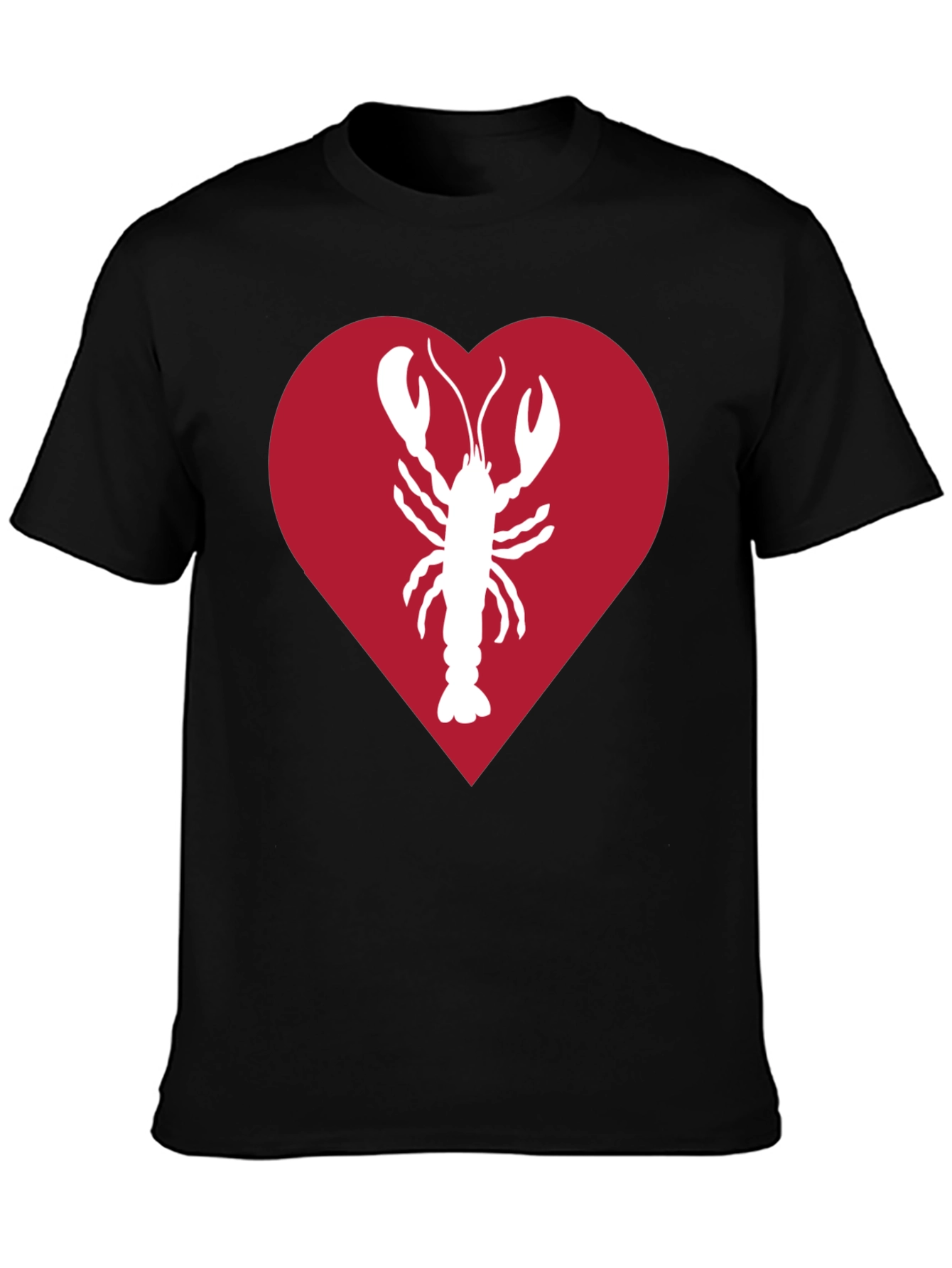 Black Lobster Heart Graphic Tee - Black Unisex Shirt view 3