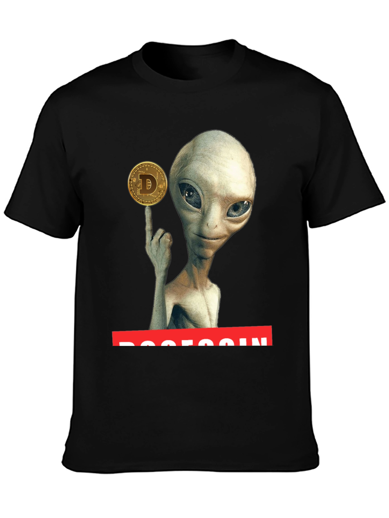 Black Alien Dogecoin T-Shirt - Crypto Tee view 3