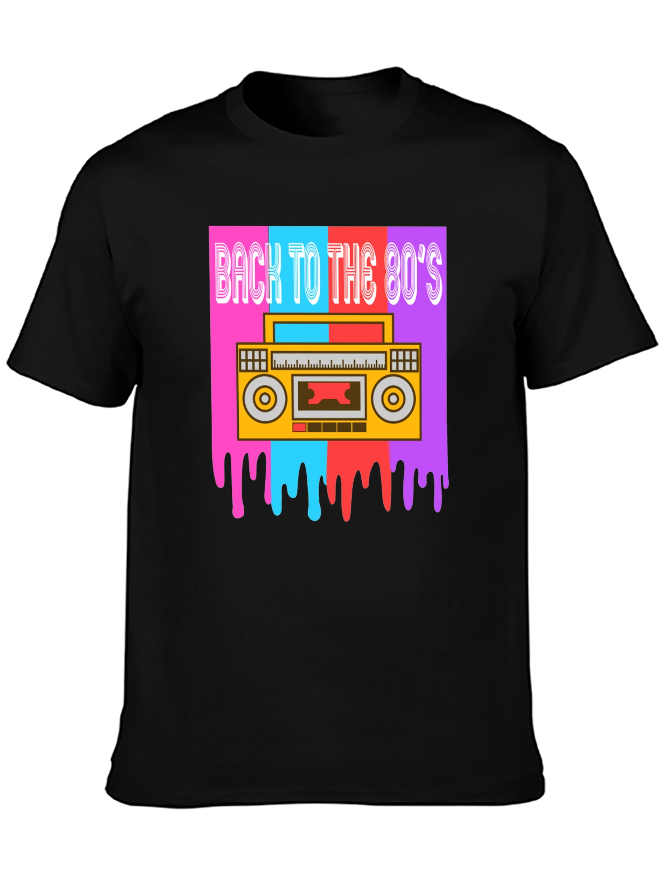 Black Retro 80s Boombox Graphic Tee view 3