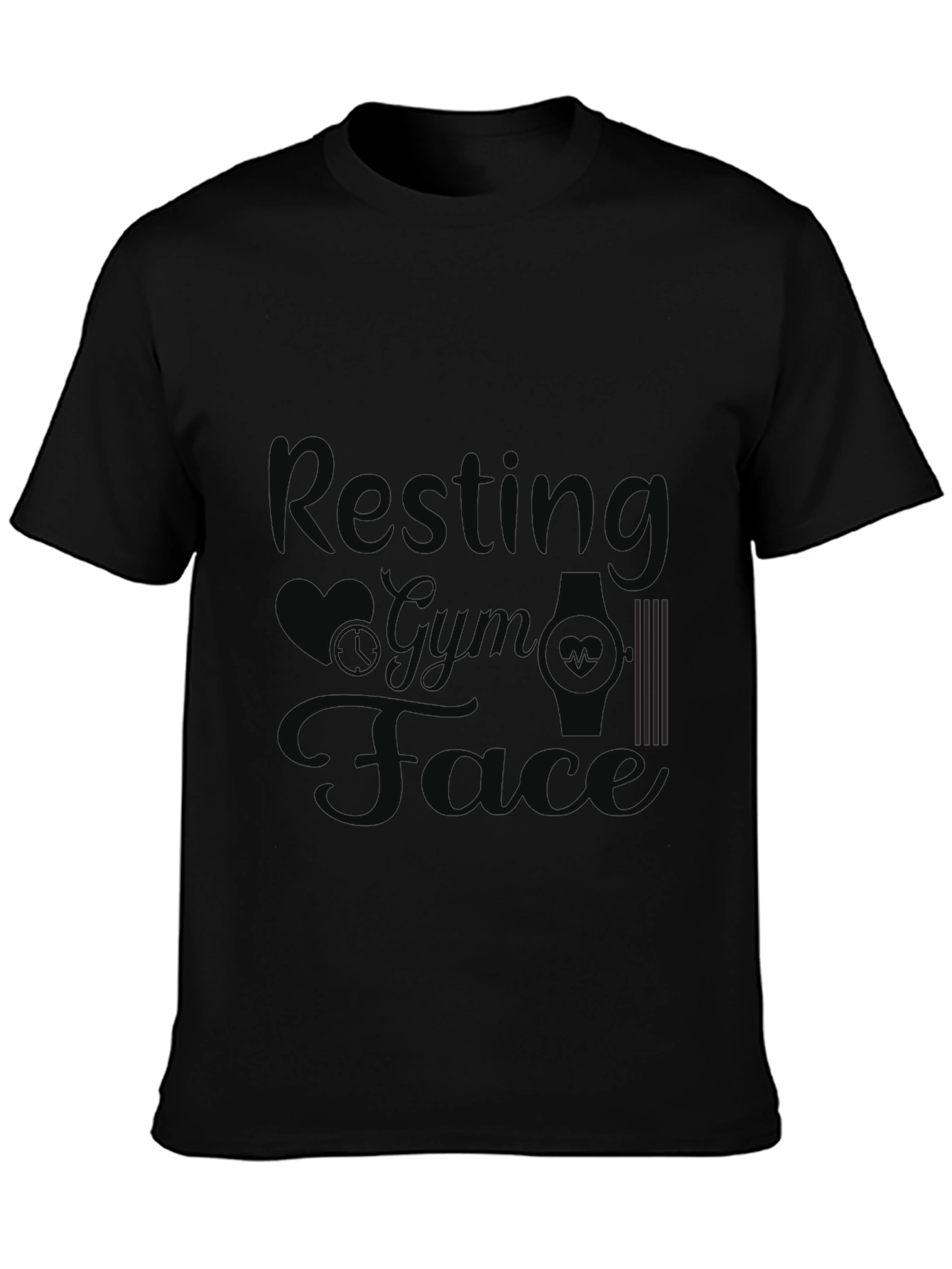 Black Resting Gym Face Graphic Tee - Black view 3